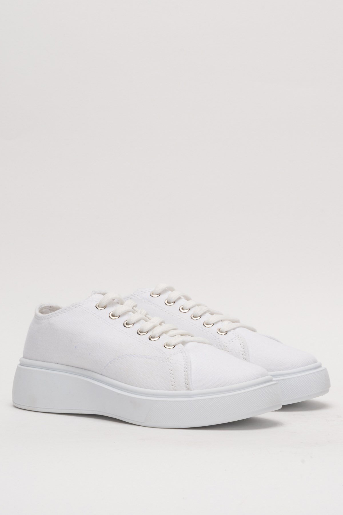 Rahat Kalıp Kalın Taban Kadın Sneaker Ayakkabı BEYAZ
