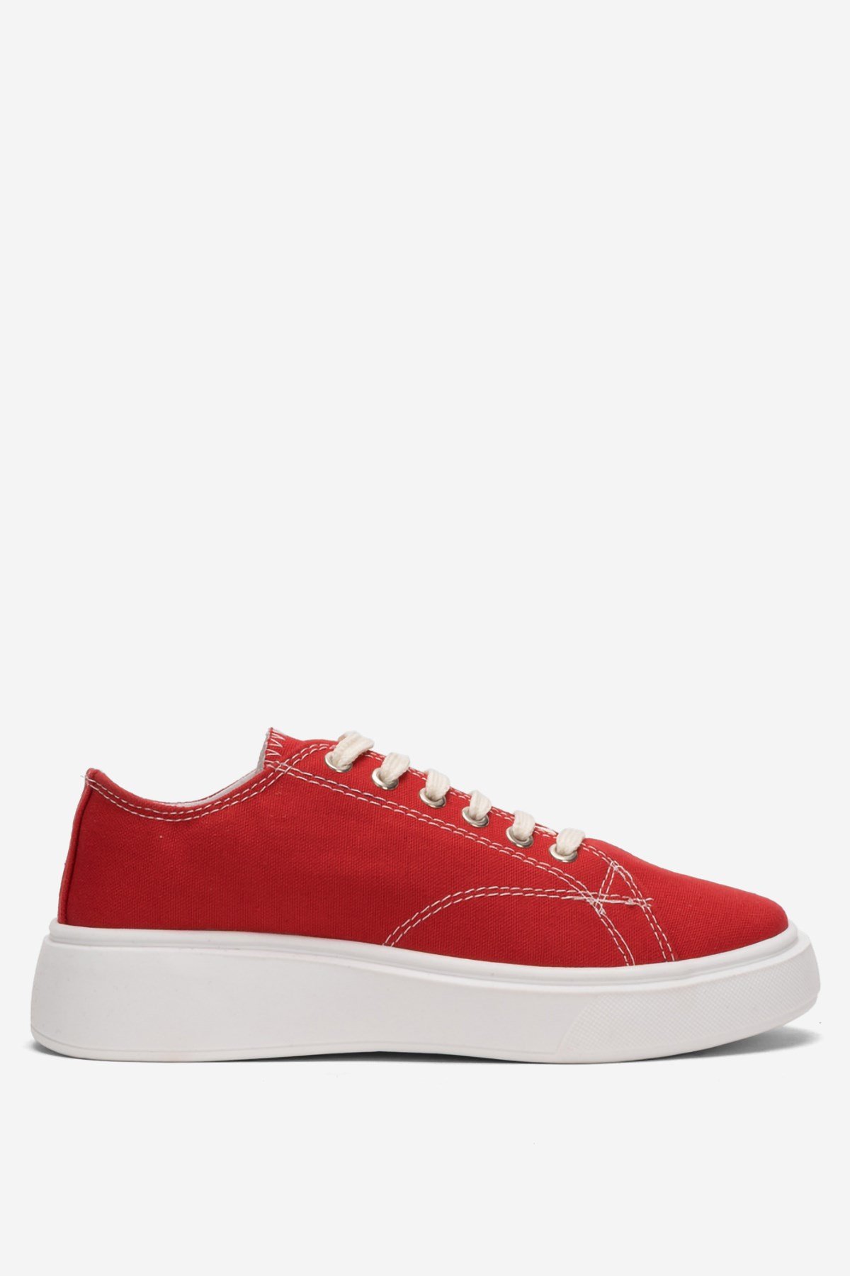 Rahat Kalıp Kalın Taban Kadın Sneaker Ayakkabı KIRMIZI