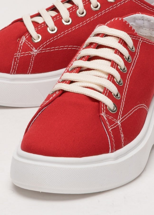 Rahat Kalıp Kalın Taban Kadın Sneaker Ayakkabı KIRMIZI