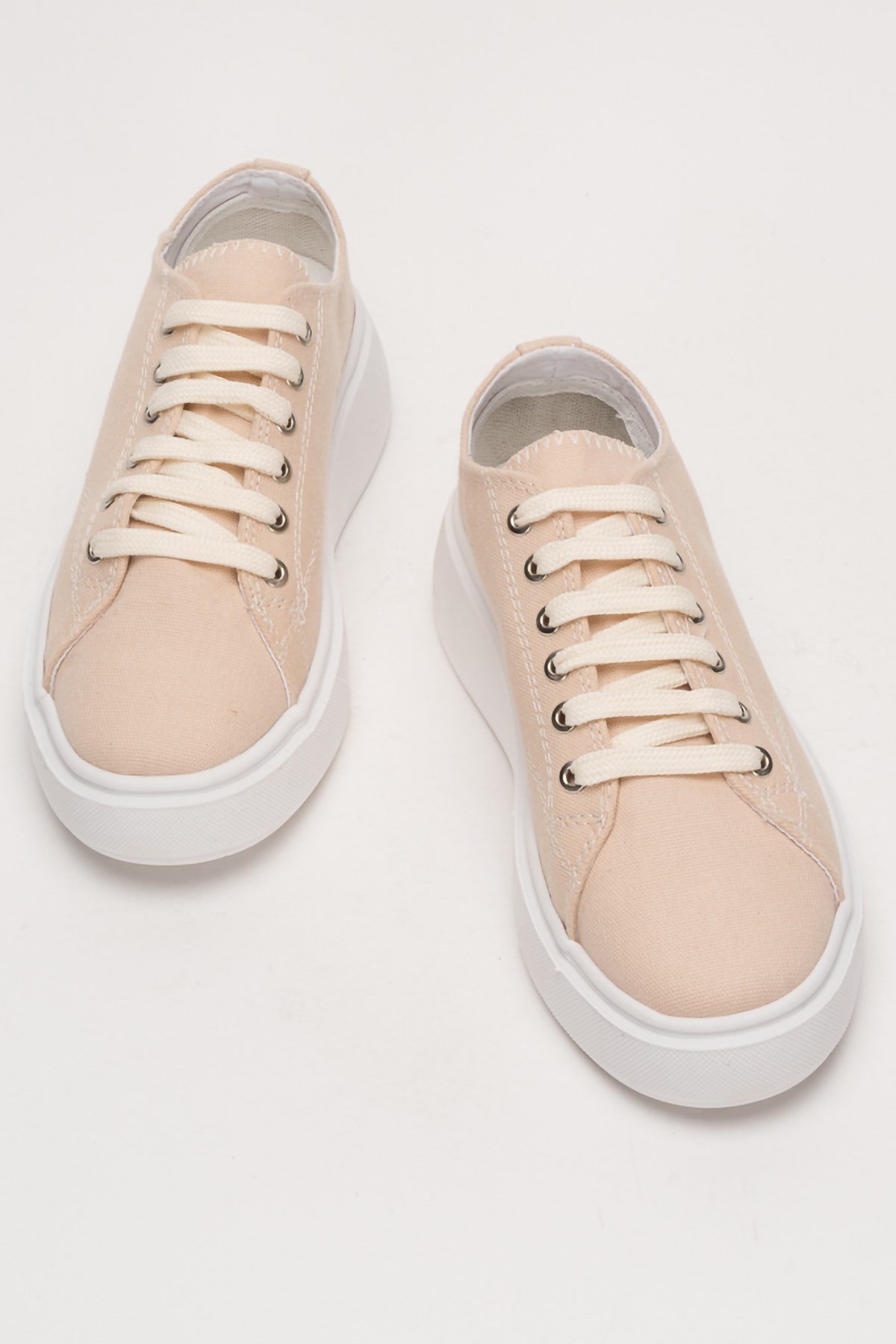 Rahat Kalıp Kalın Taban Kadın Sneaker Ayakkabı BEJ