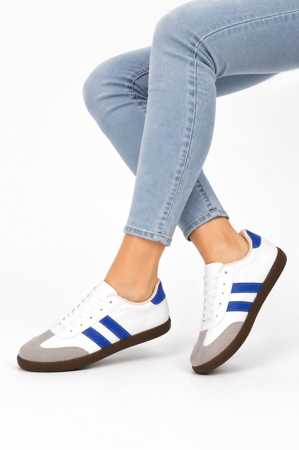 Rahat Unisex Spor Ayakkabı BEYAZ-MAVİ