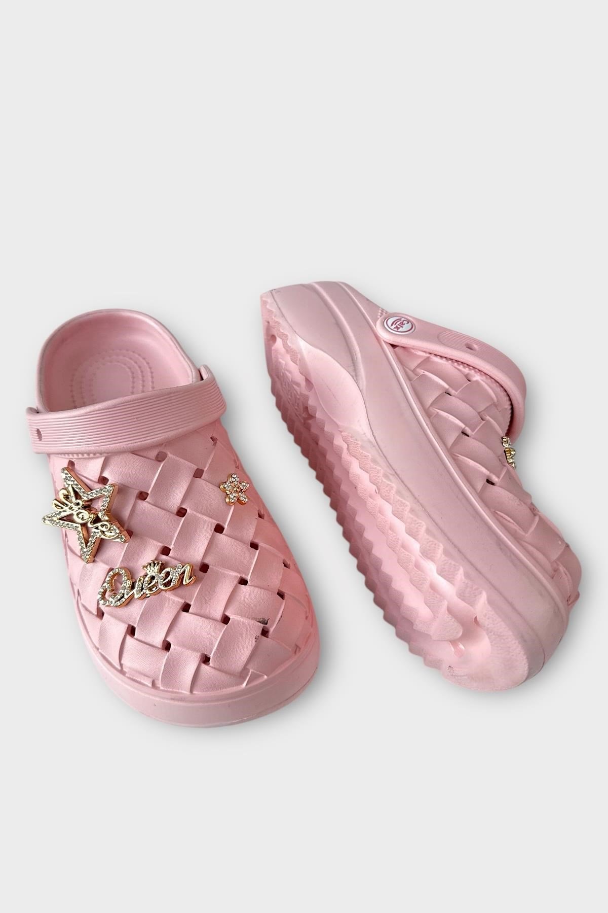 Taşlı Comfort Hafif Yüksek Taban Yazlık Sandalet Kadın Terlik PUDRA