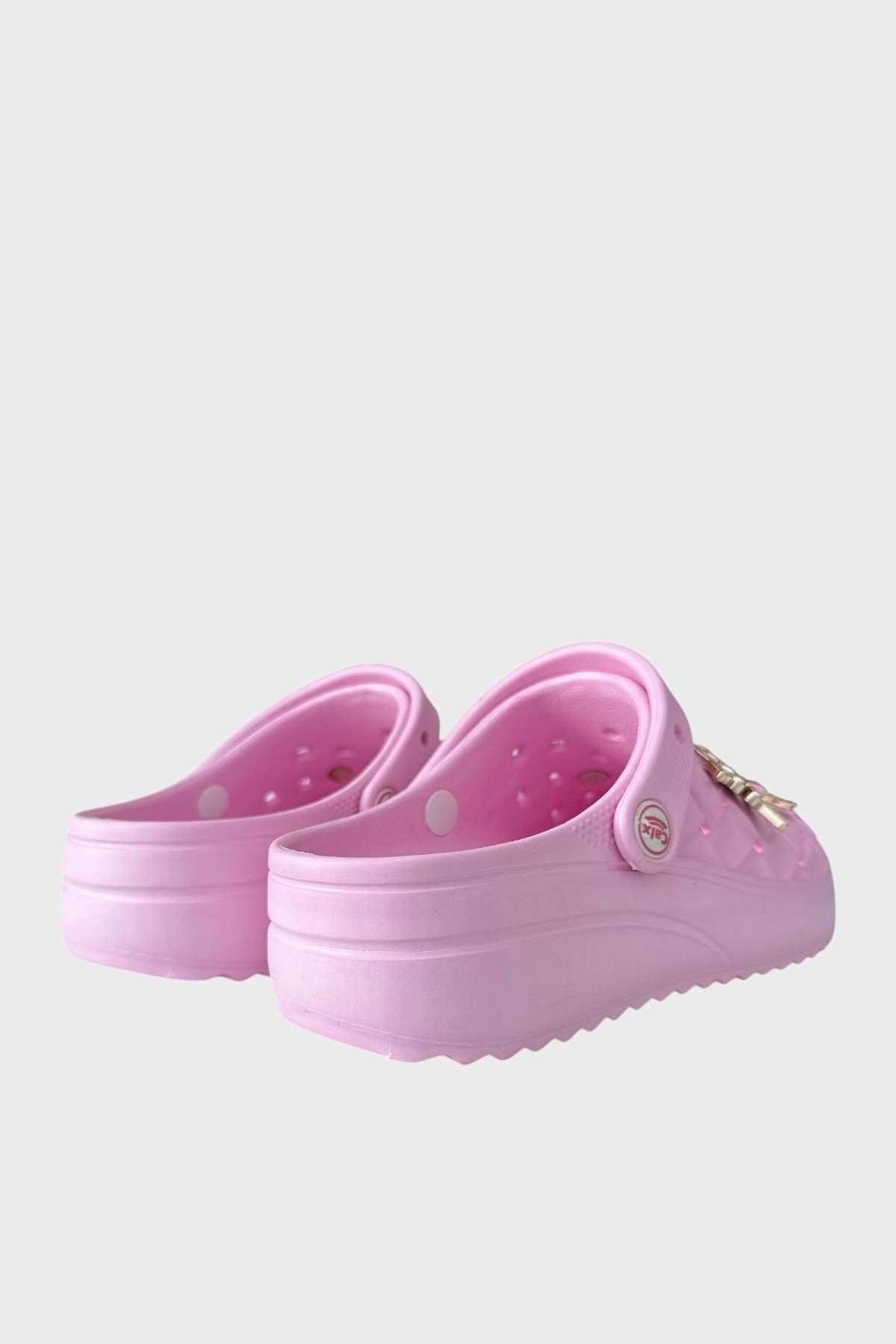 Taşlı Comfort Hafif Yüksek Taban Yazlık Sandalet Kadın Terlik PEMBE