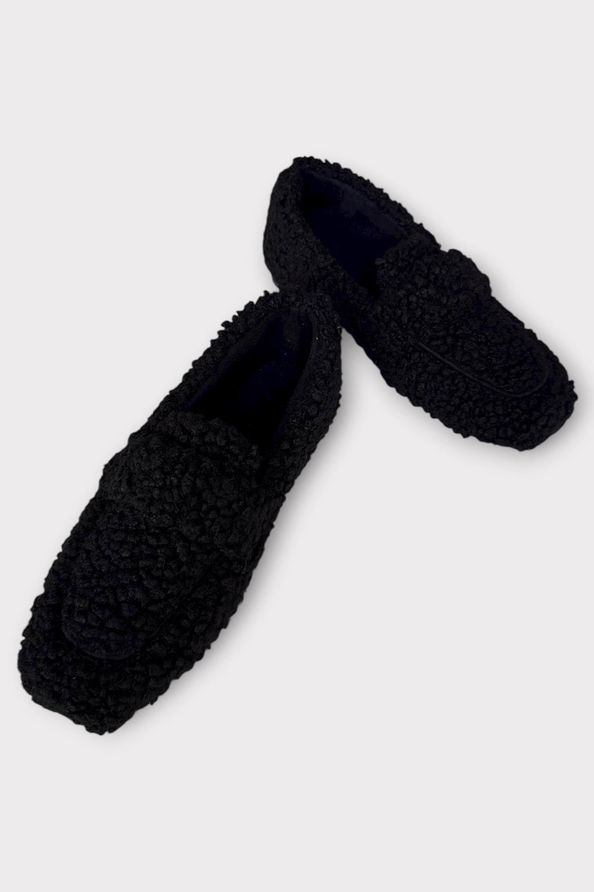 Ultra Yumuşak Peluş Ses Yapmaz Hafif Taban Kadın Ev Babeti SİYAH