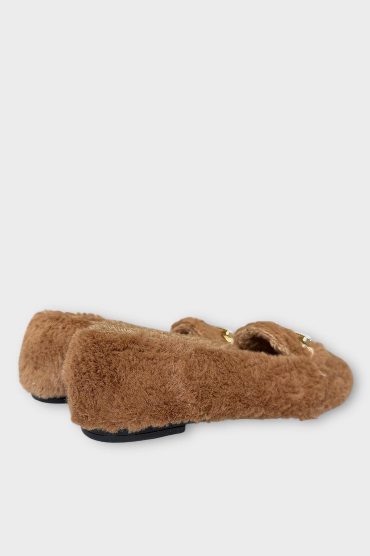 Ultra Yumuşak Peluş Ses Yapmaz Hafif Taban Kadın Ev Babeti VİZON