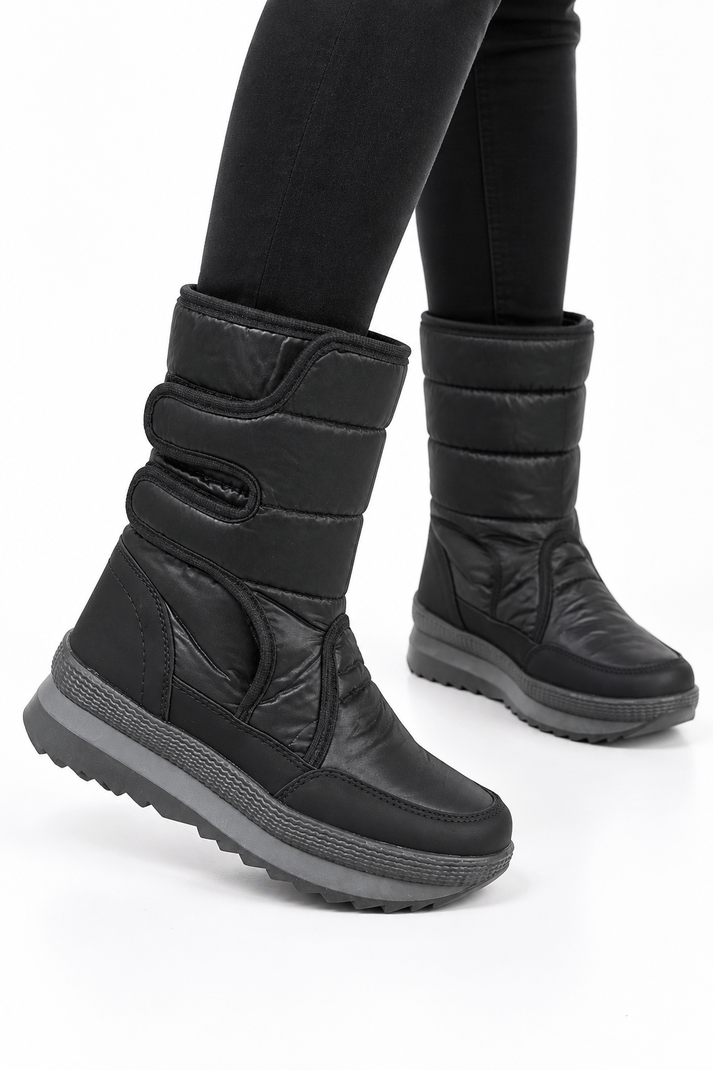Unisex 36-45 Numara Aralığı Paraşüt Kumaş Kar Botu SİYAH