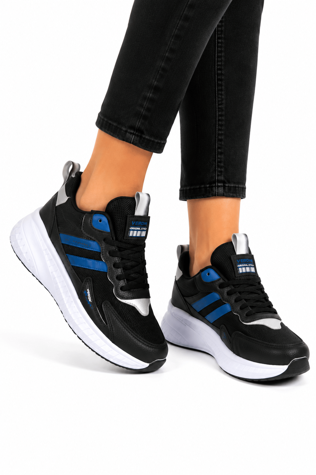 Unisex Airfile Faylon Taban Spor Ayakkabı SİYAH - SAKS