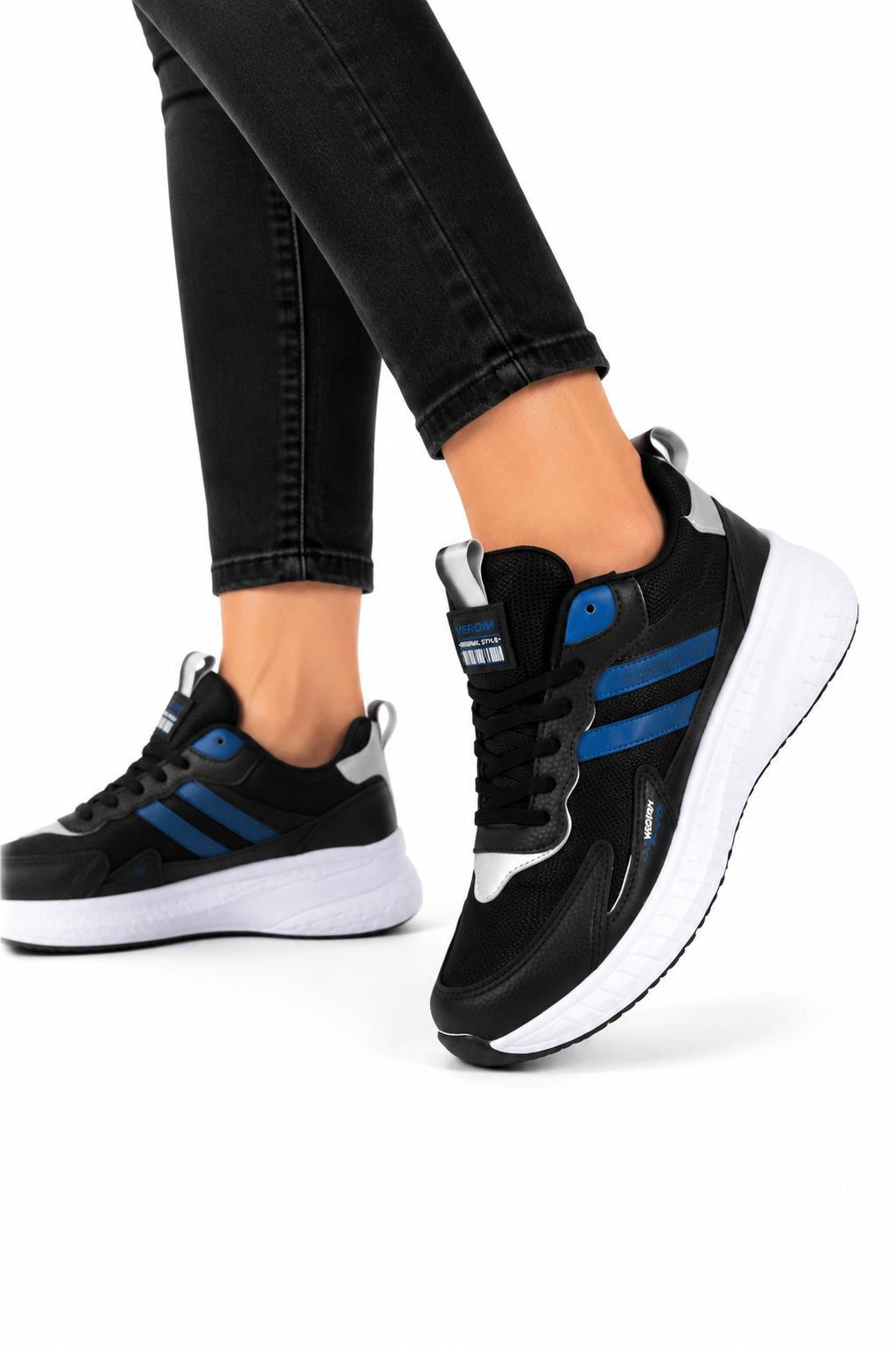 Unisex Airfile Faylon Taban Spor Ayakkabı SİYAH - SAKS