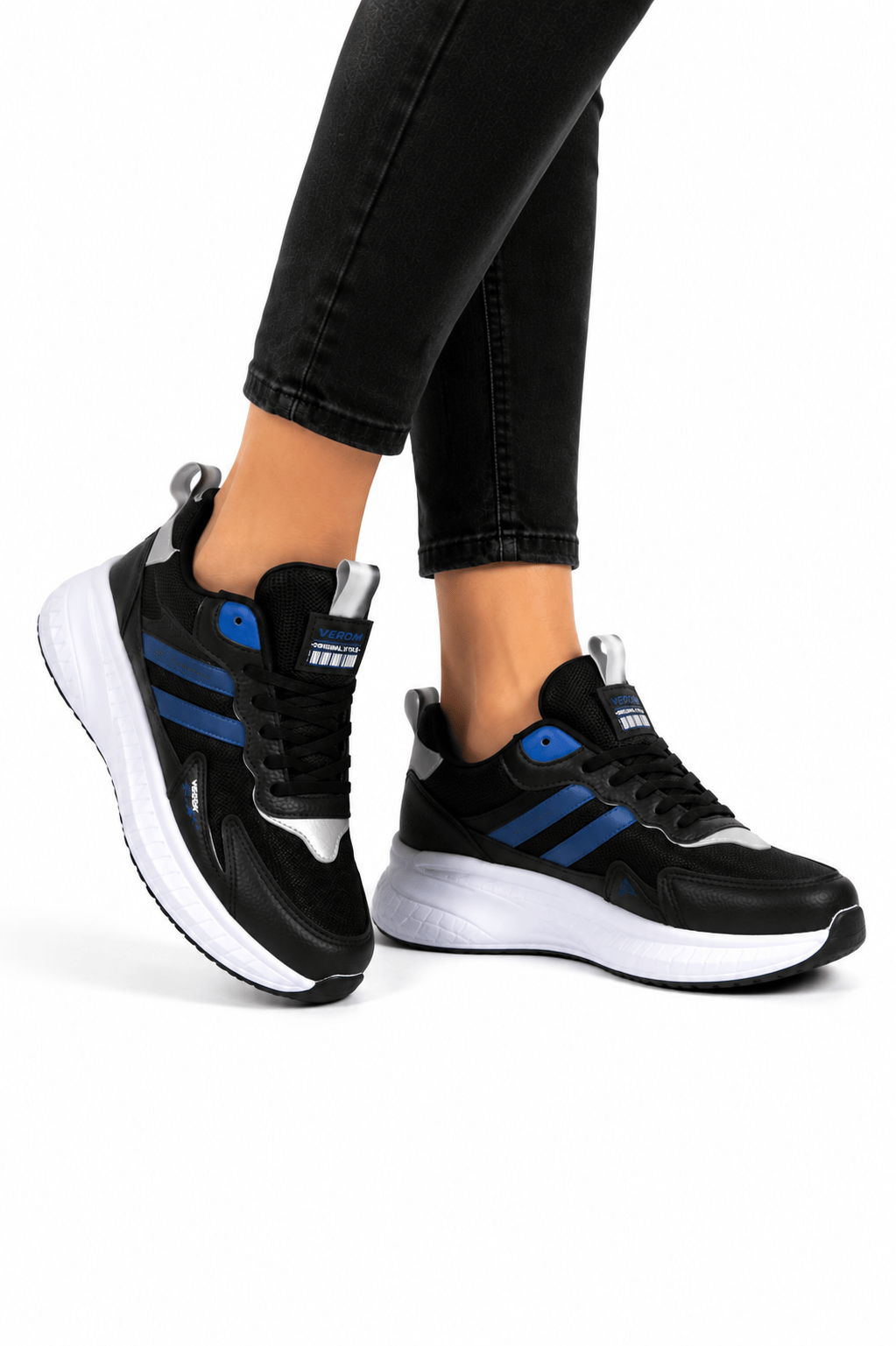 Unisex Airfile Faylon Taban Spor Ayakkabı SİYAH - SAKS