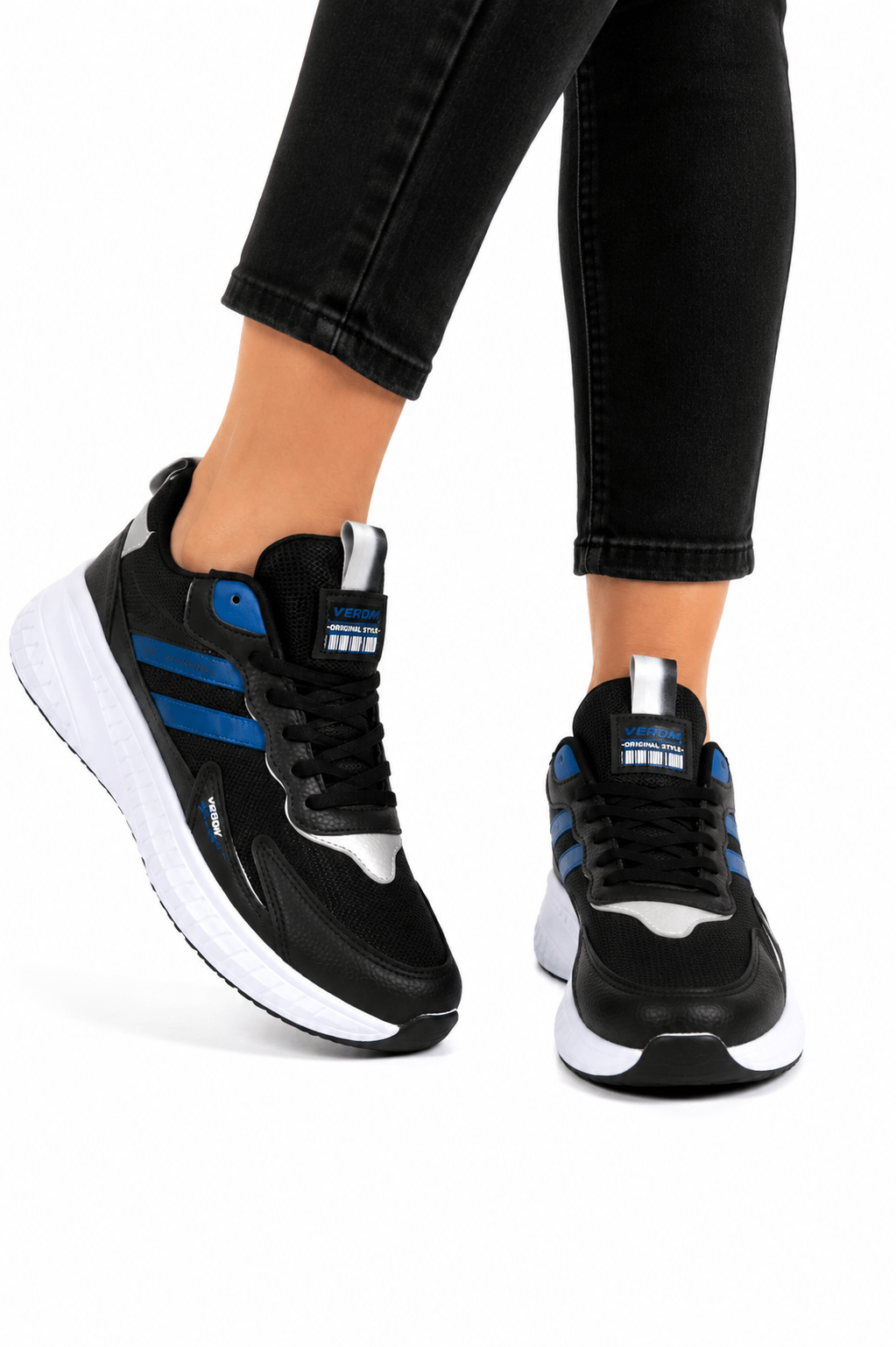 Unisex Airfile Faylon Taban Spor Ayakkabı SİYAH - SAKS