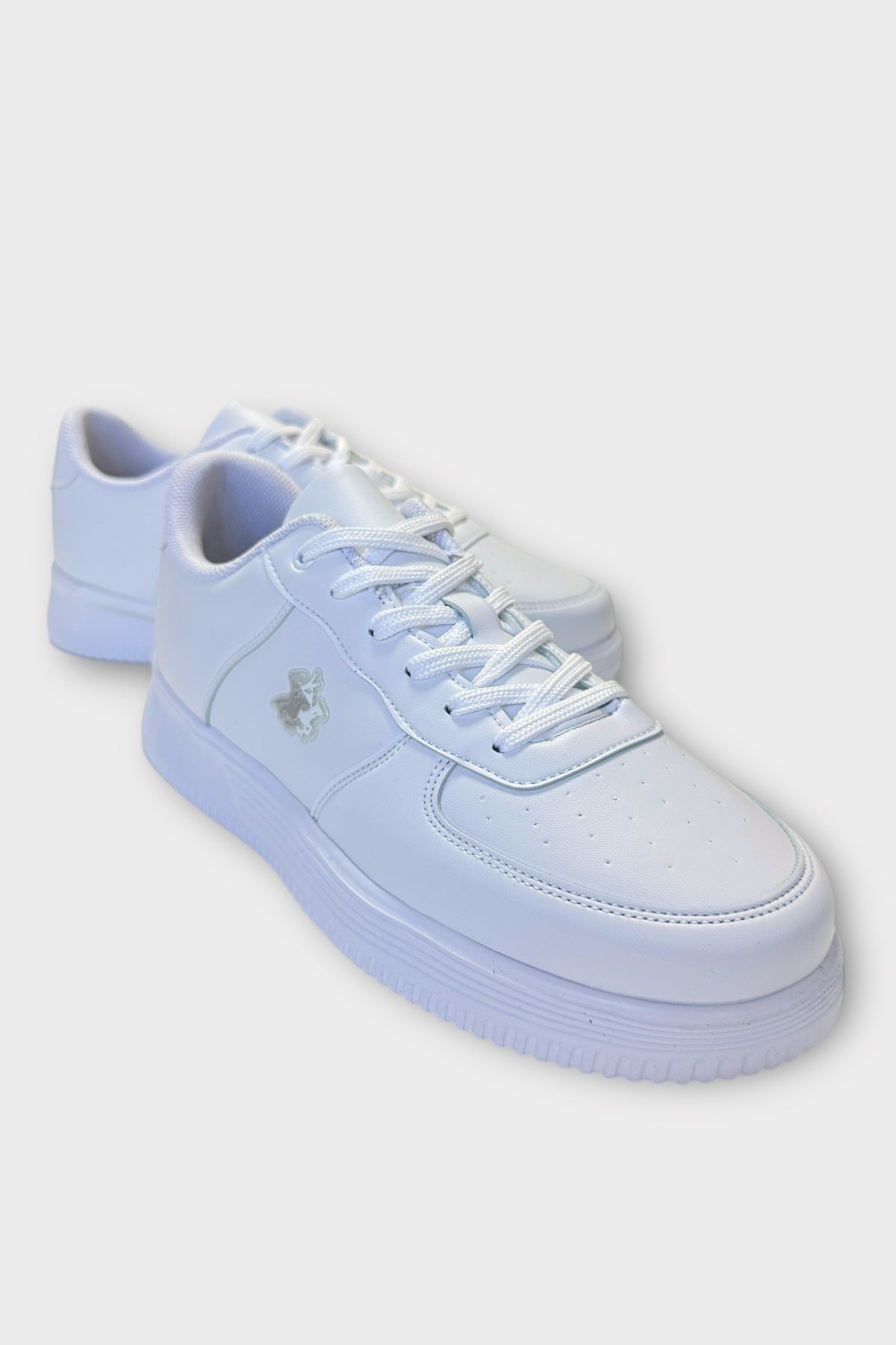 Unisex AirForce Faylon Taban Spor Sneaker Ayakkabı BEYAZ