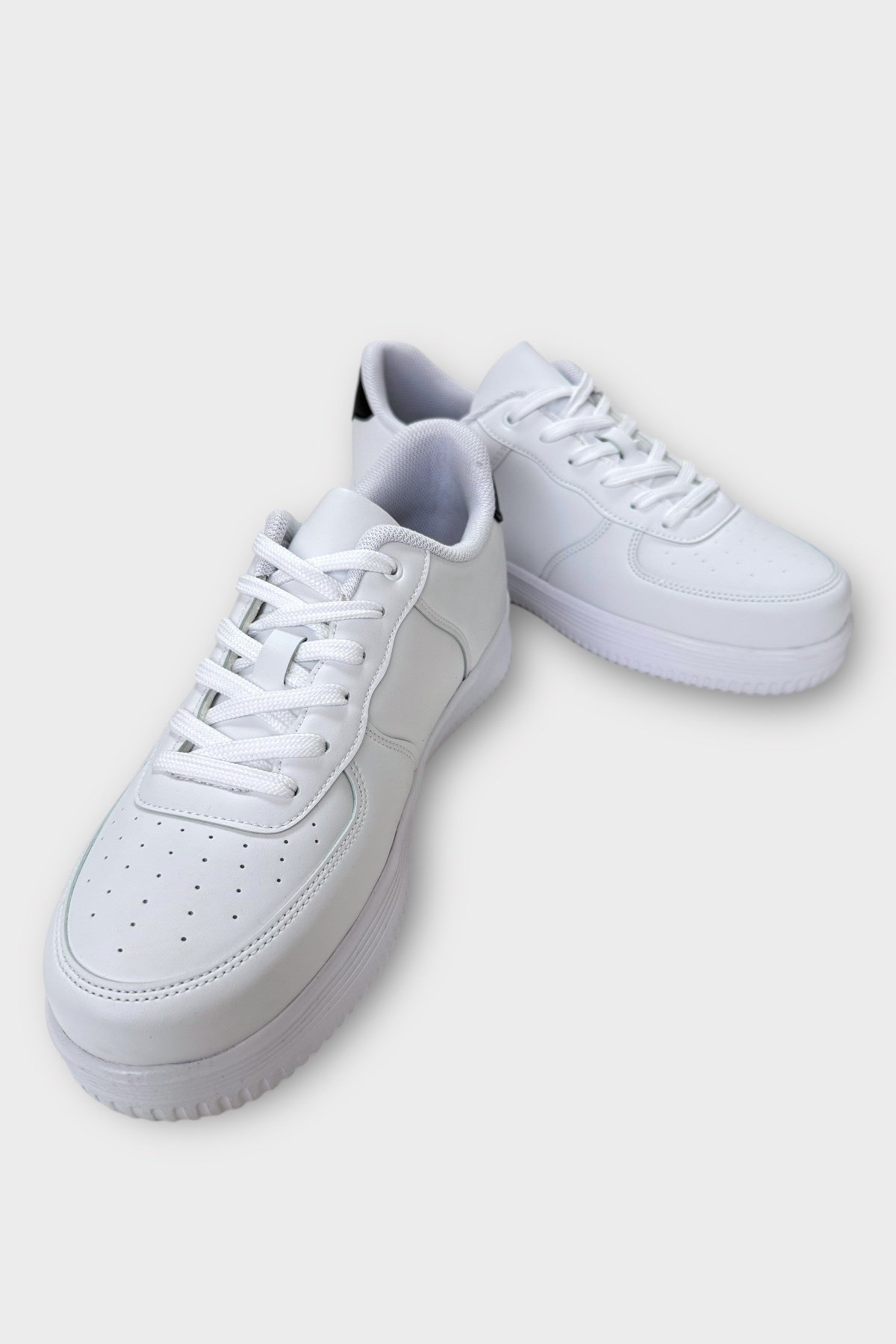 Unisex AirForce Faylon Taban Spor Sneaker Ayakkabı BEYAZ - SİYAH