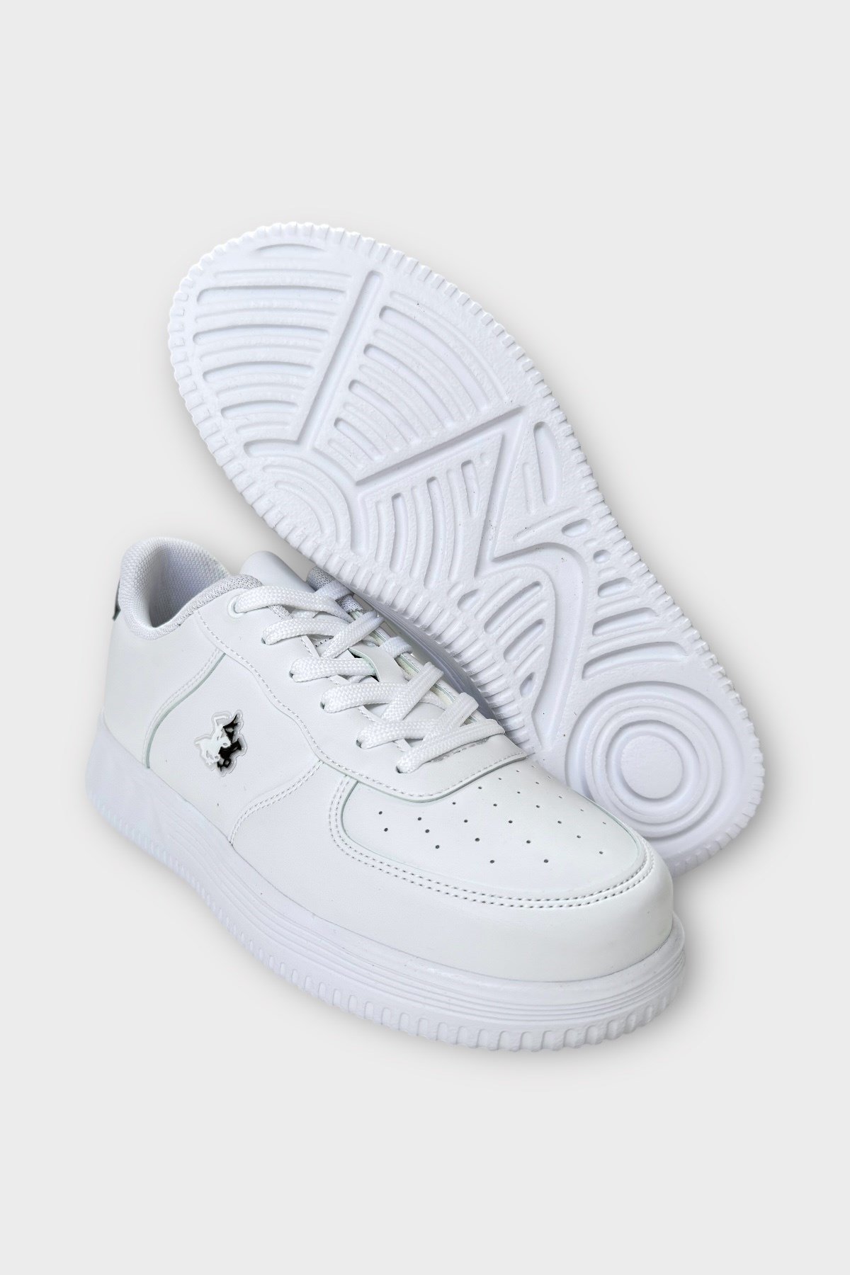 Unisex AirForce Faylon Taban Spor Sneaker Ayakkabı BEYAZ - SİYAH