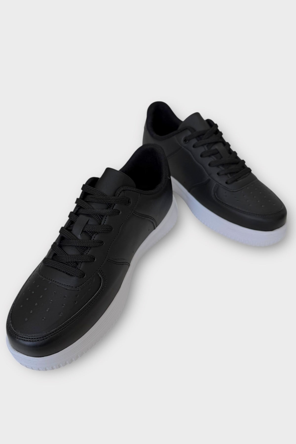 Unisex AirForce Faylon Taban Spor Sneaker Ayakkabı SİYAH - BEYAZ