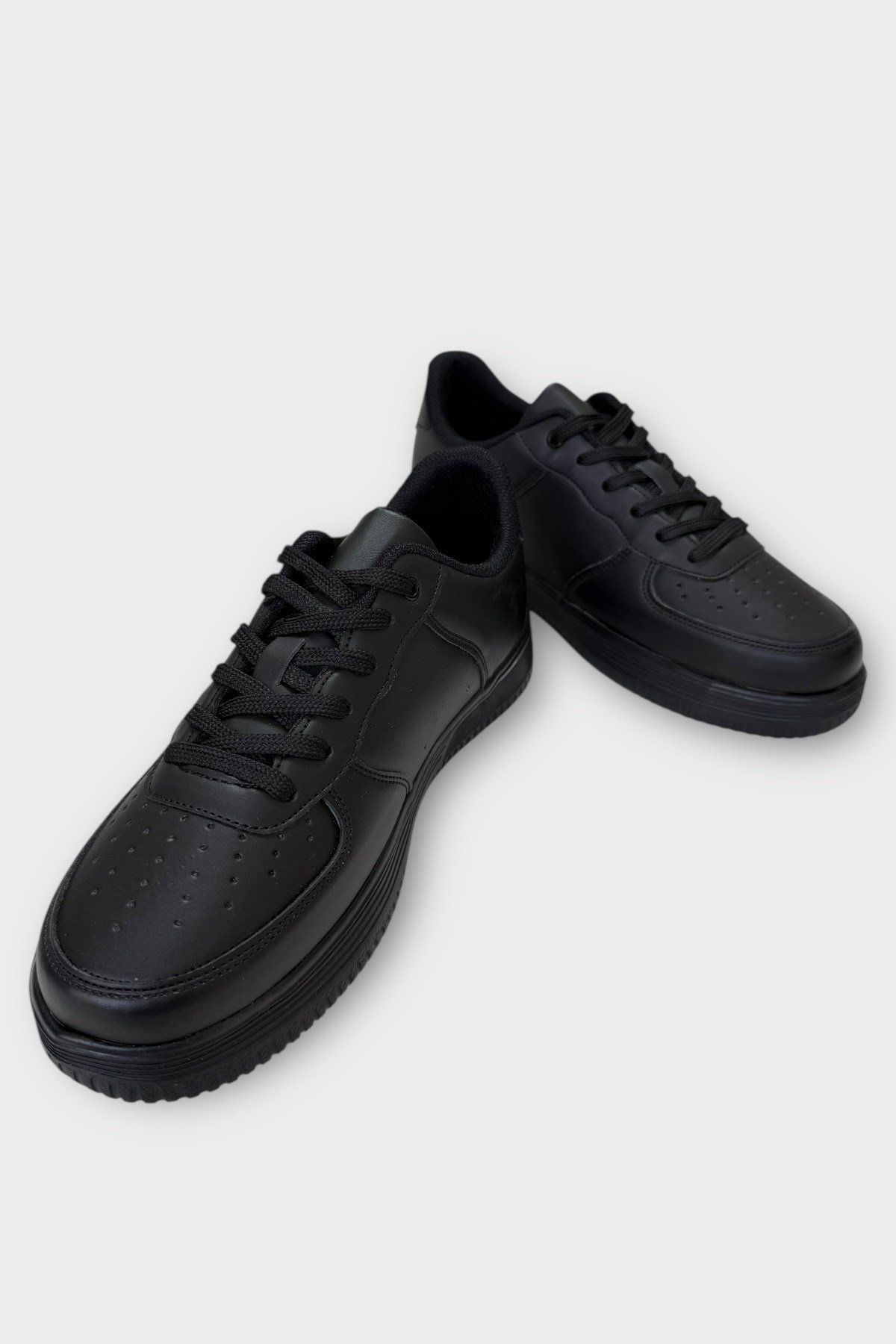 Unisex AirForce Faylon Taban Spor Sneaker Ayakkabı SİYAH