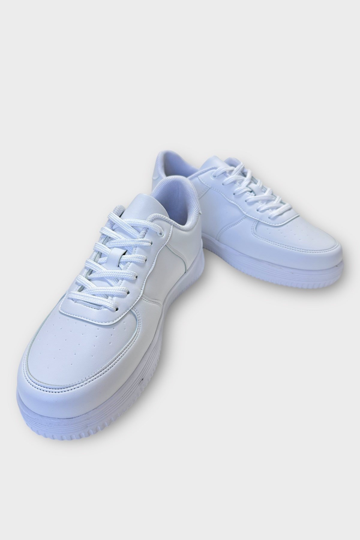 Unisex AirForce Faylon Taban Spor Sneaker Ayakkabı BEYAZ