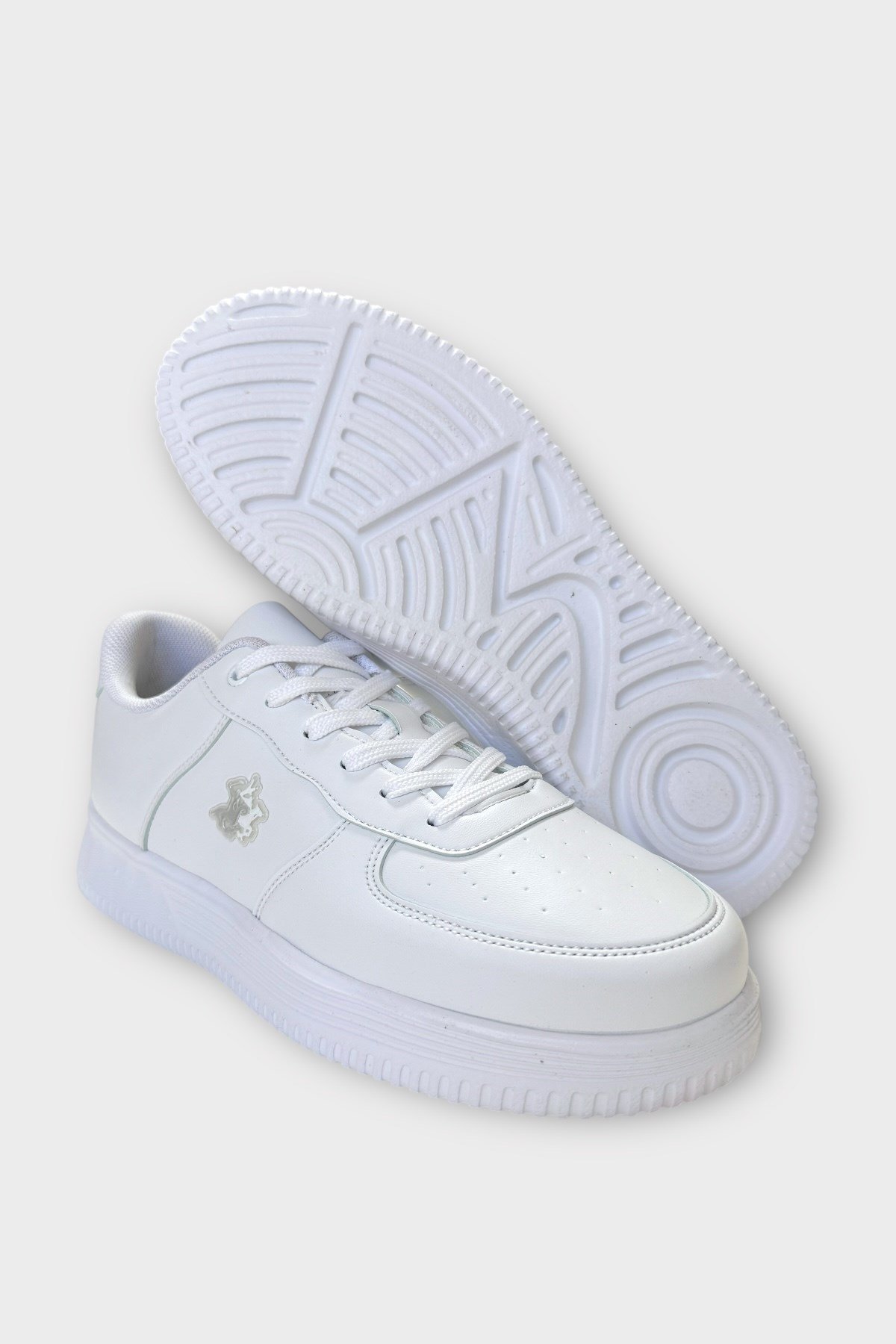 Unisex AirForce Faylon Taban Spor Sneaker Ayakkabı BEYAZ
