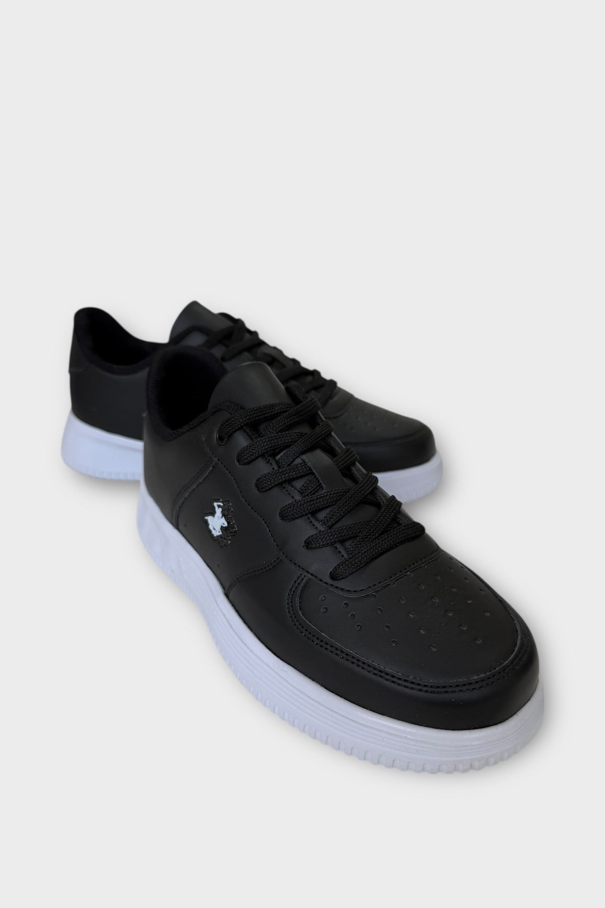 Unisex AirForce Faylon Taban Spor Sneaker Ayakkabı SİYAH - BEYAZ