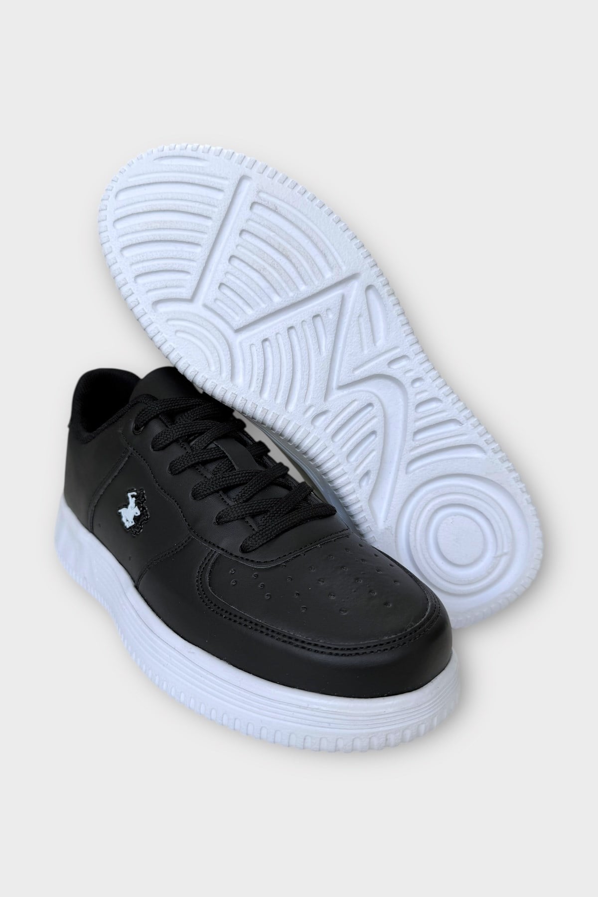 Unisex AirForce Faylon Taban Spor Sneaker Ayakkabı SİYAH - BEYAZ