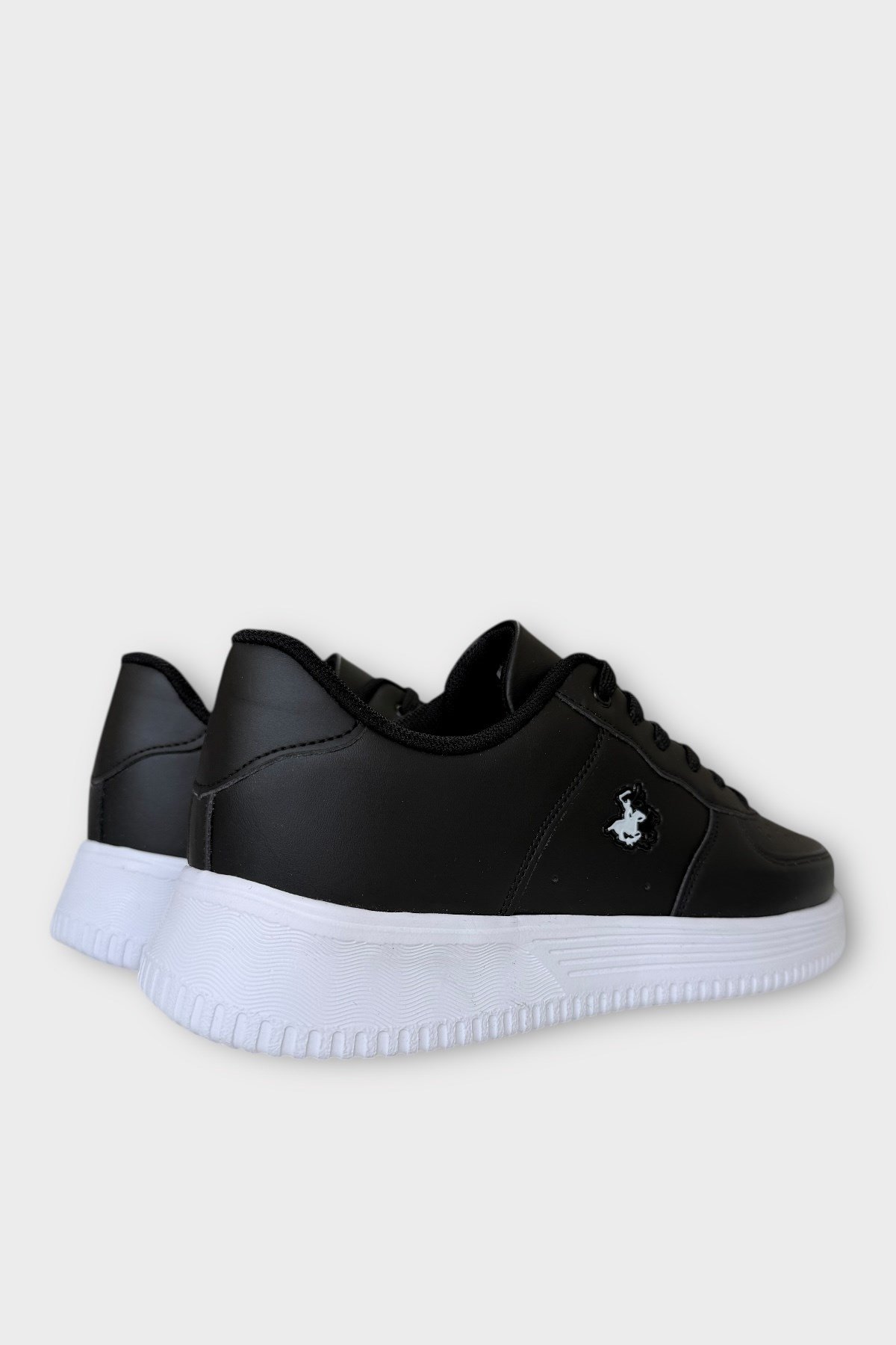 Unisex AirForce Faylon Taban Spor Sneaker Ayakkabı SİYAH - BEYAZ