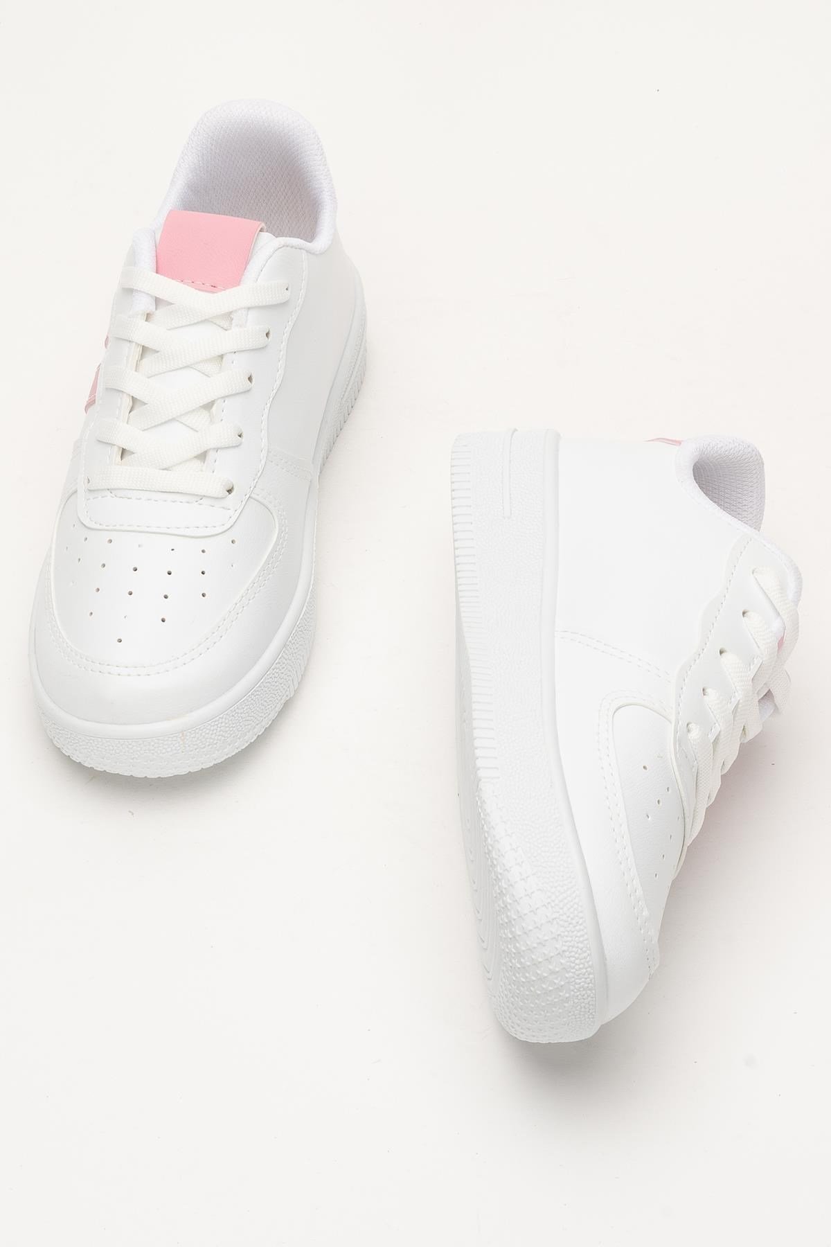 Unisex Bağcıklı Spor Sneaker Ayakkabı BEYAZ - PEMBE