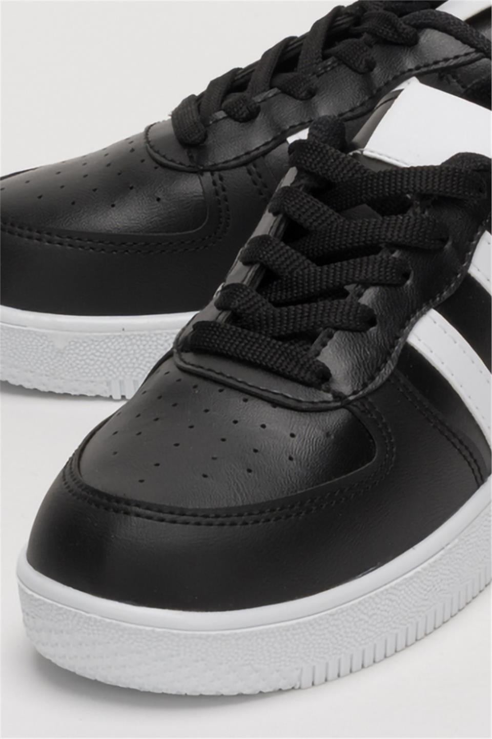 Unisex Bağcıklı Spor Sneaker Ayakkabı SİYAH - BEYAZ