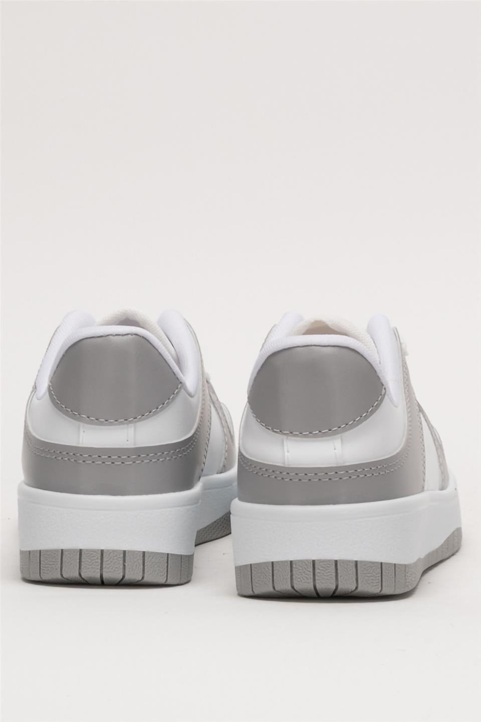 Unisex Bağcıklı Spor Sneaker Ayakkabı BEYAZ - GRİ