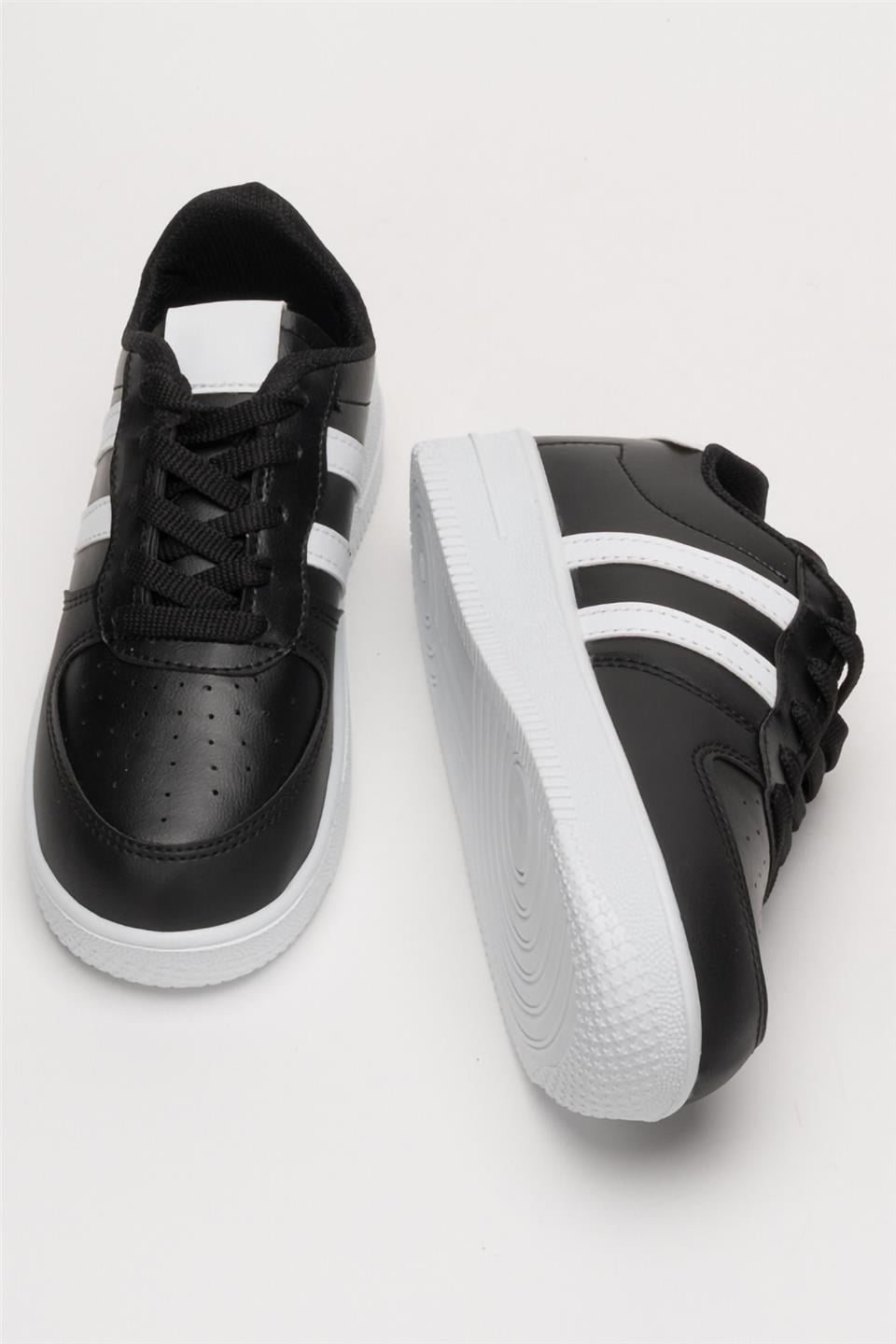 Unisex Bağcıklı Spor Sneaker Ayakkabı SİYAH - BEYAZ