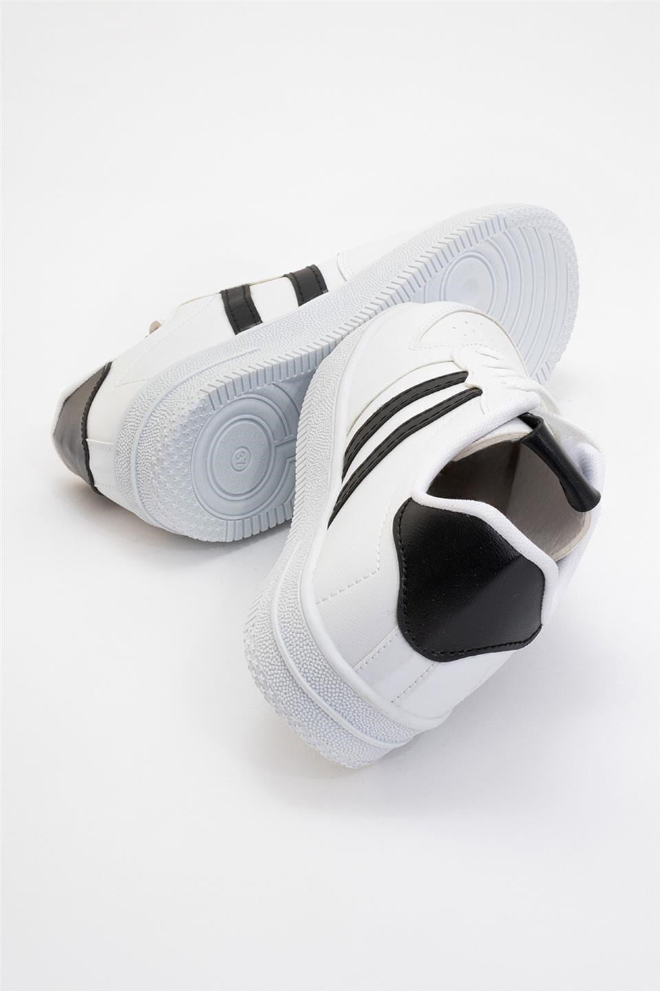 Unisex Bağcıklı Spor Sneaker Ayakkabı BEYAZ - SİYAH