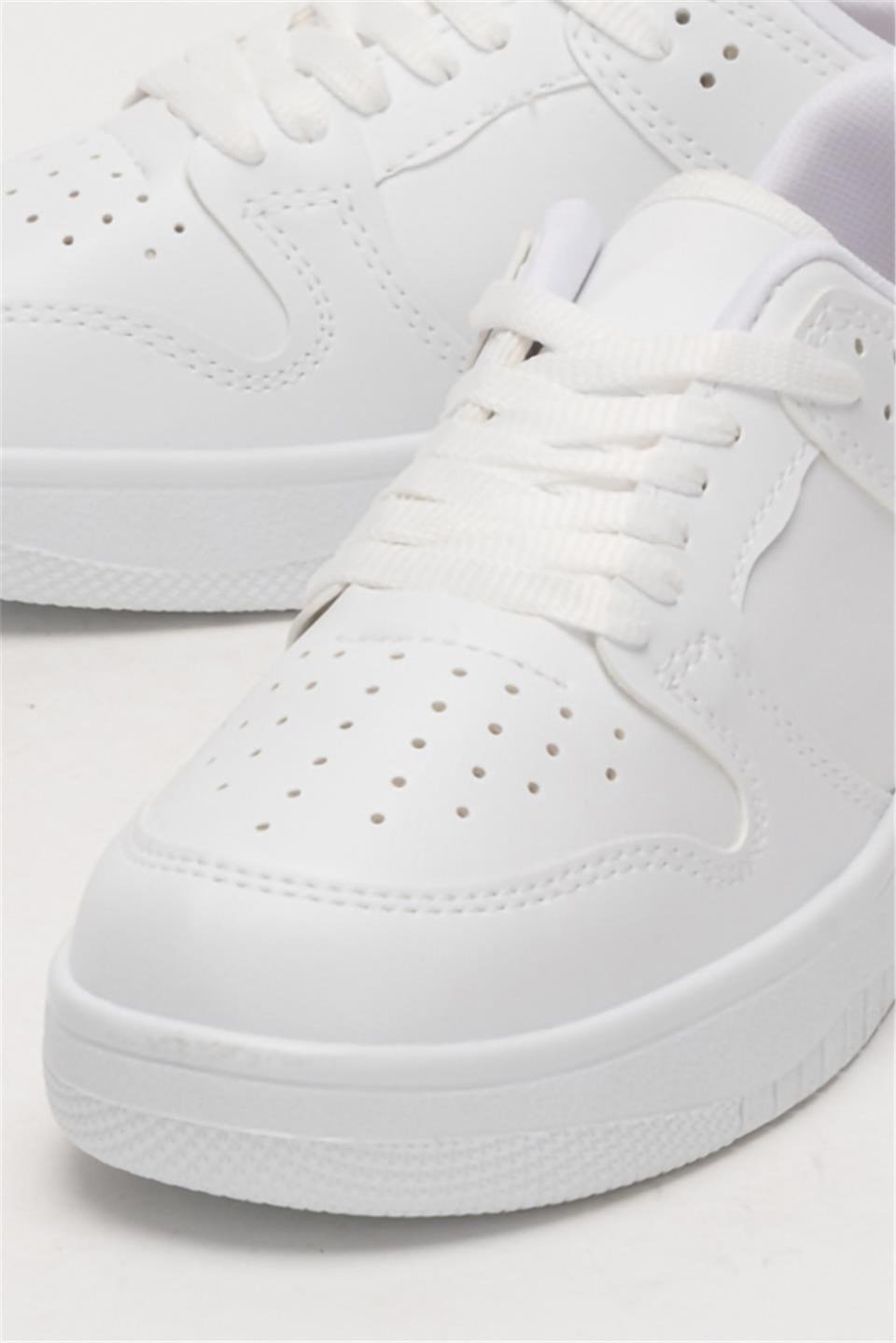 Unisex Bağcıklı Spor Sneaker Ayakkabı BEYAZ