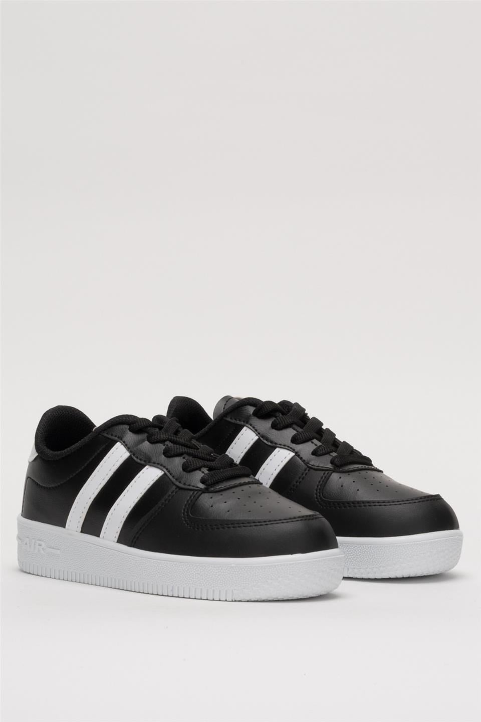 Unisex Bağcıklı Spor Sneaker Ayakkabı SİYAH - BEYAZ