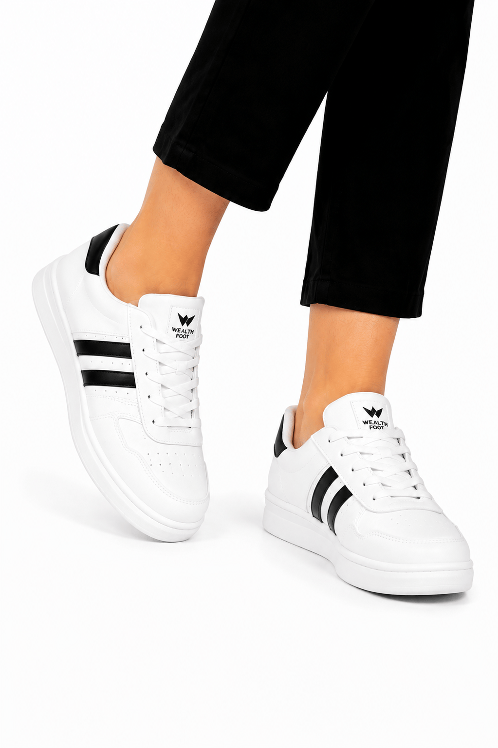 Unisex Cilt Poli Taban Sneaker Ayakkabı BEYAZ - SİYAH