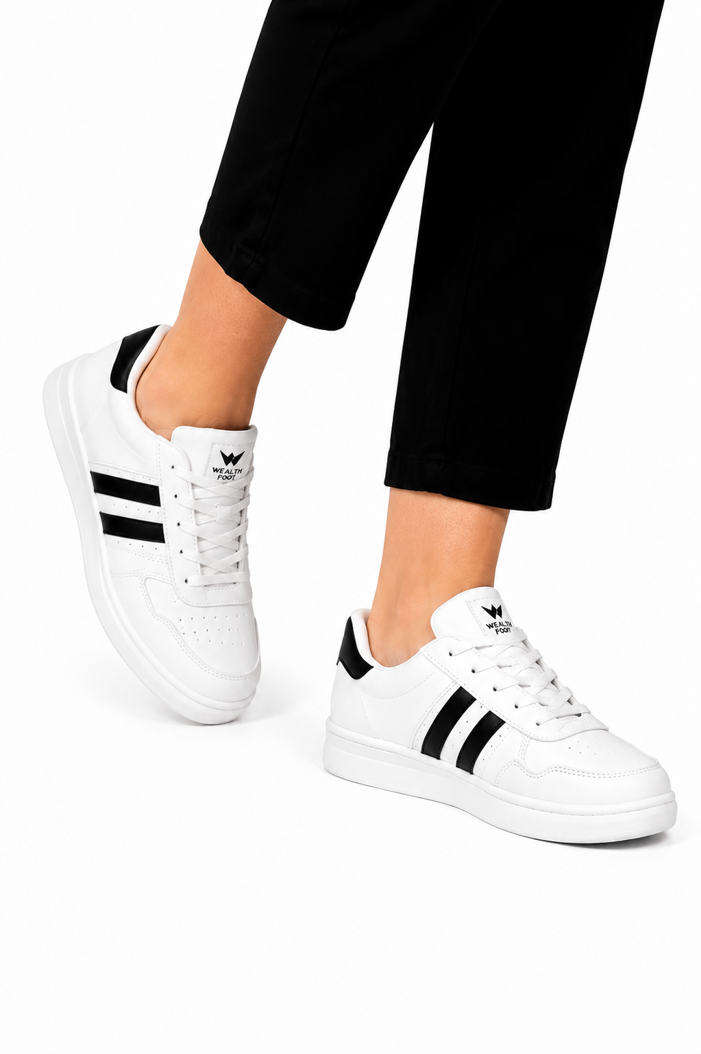 Unisex Cilt Poli Taban Sneaker Ayakkabı BEYAZ - SİYAH