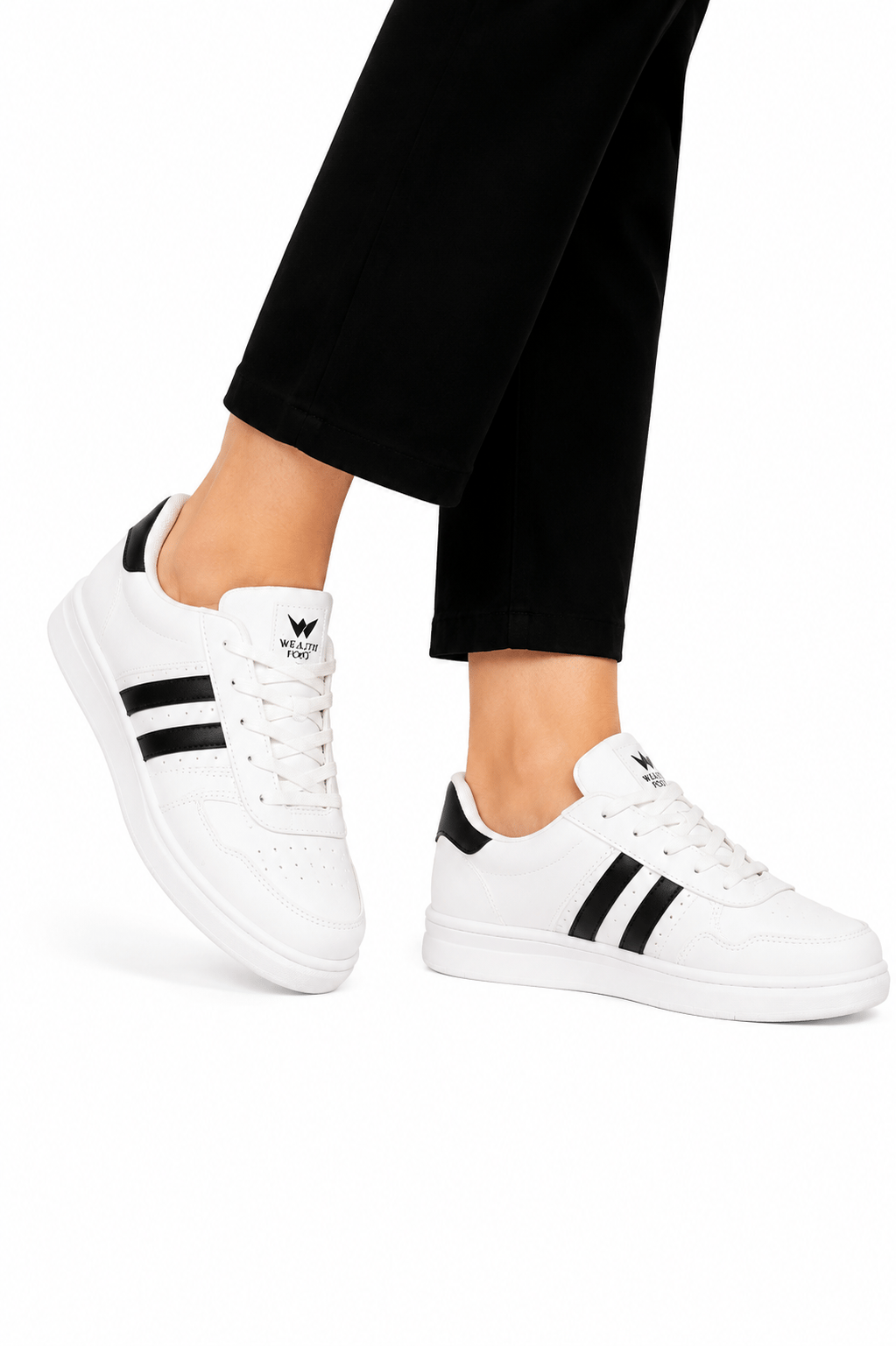 Unisex Cilt Poli Taban Sneaker Ayakkabı BEYAZ - SİYAH