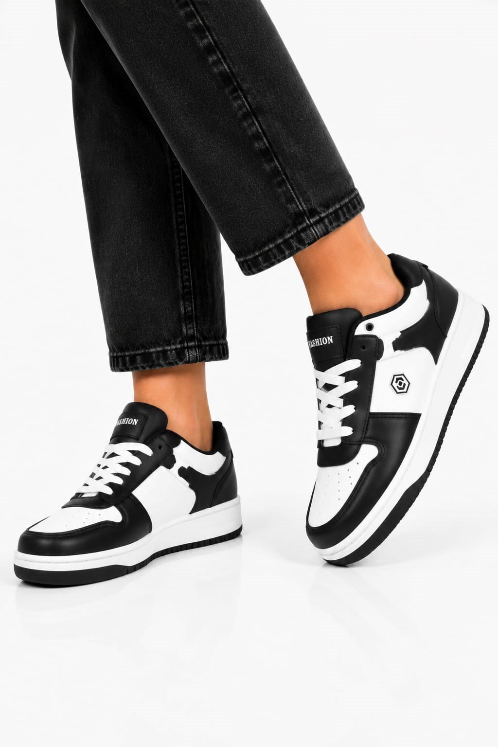 Unisex Cilt Sneaker Ayakkabı SİYAH - BEYAZ