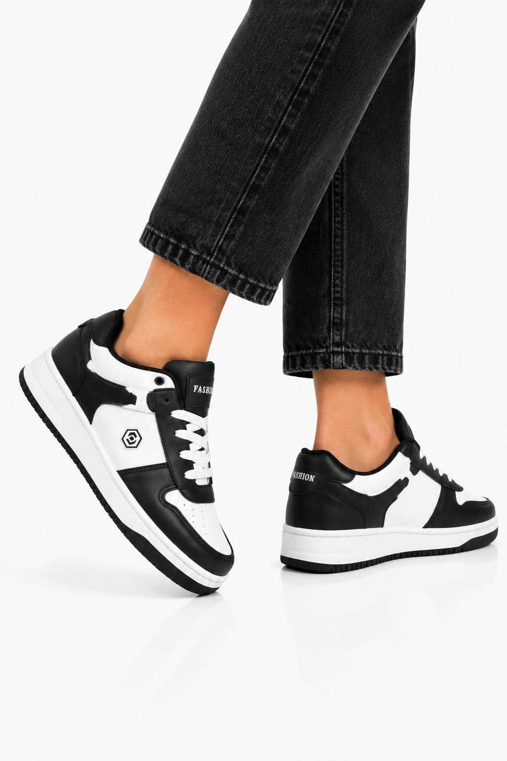 Unisex Cilt Sneaker Ayakkabı SİYAH - BEYAZ
