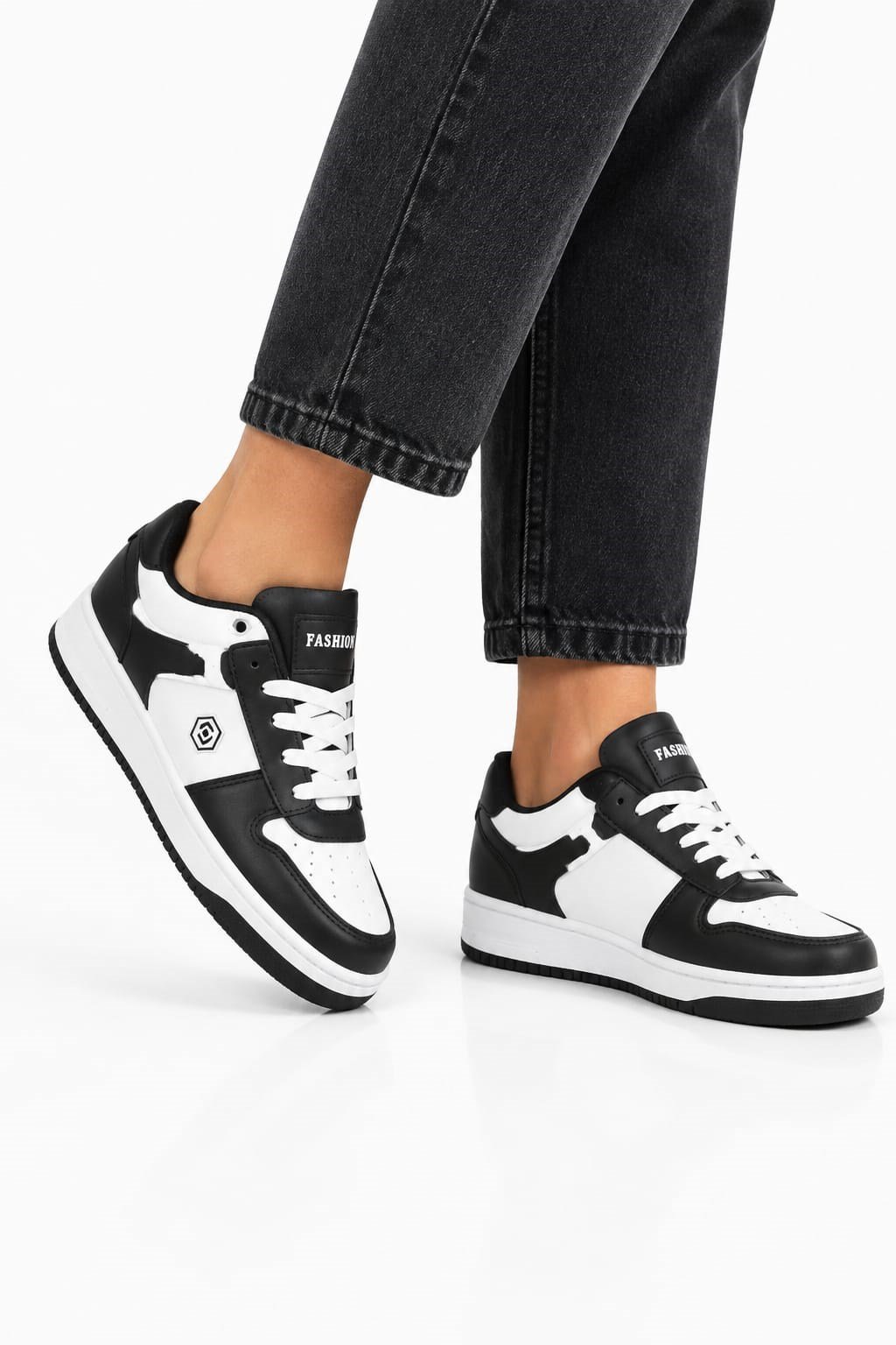 Unisex Cilt Sneaker Ayakkabı SİYAH - BEYAZ