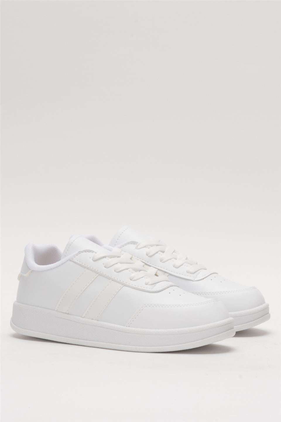 Unisex Düz Hafif Taban Sneaker Ayakkabı BEYAZ