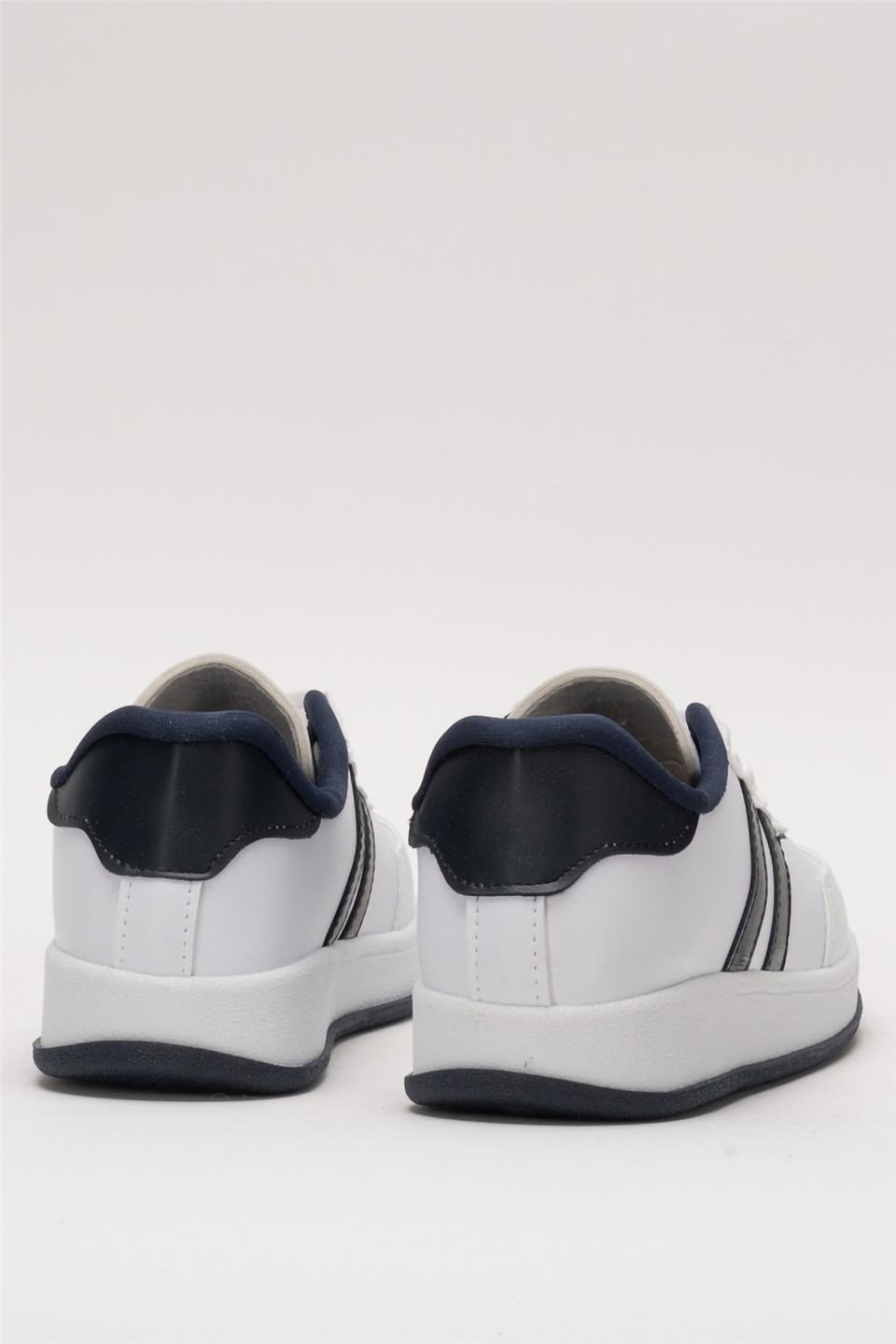 Unisex Düz Hafif Taban Sneaker Ayakkabı BEYAZ - LACİVERT
