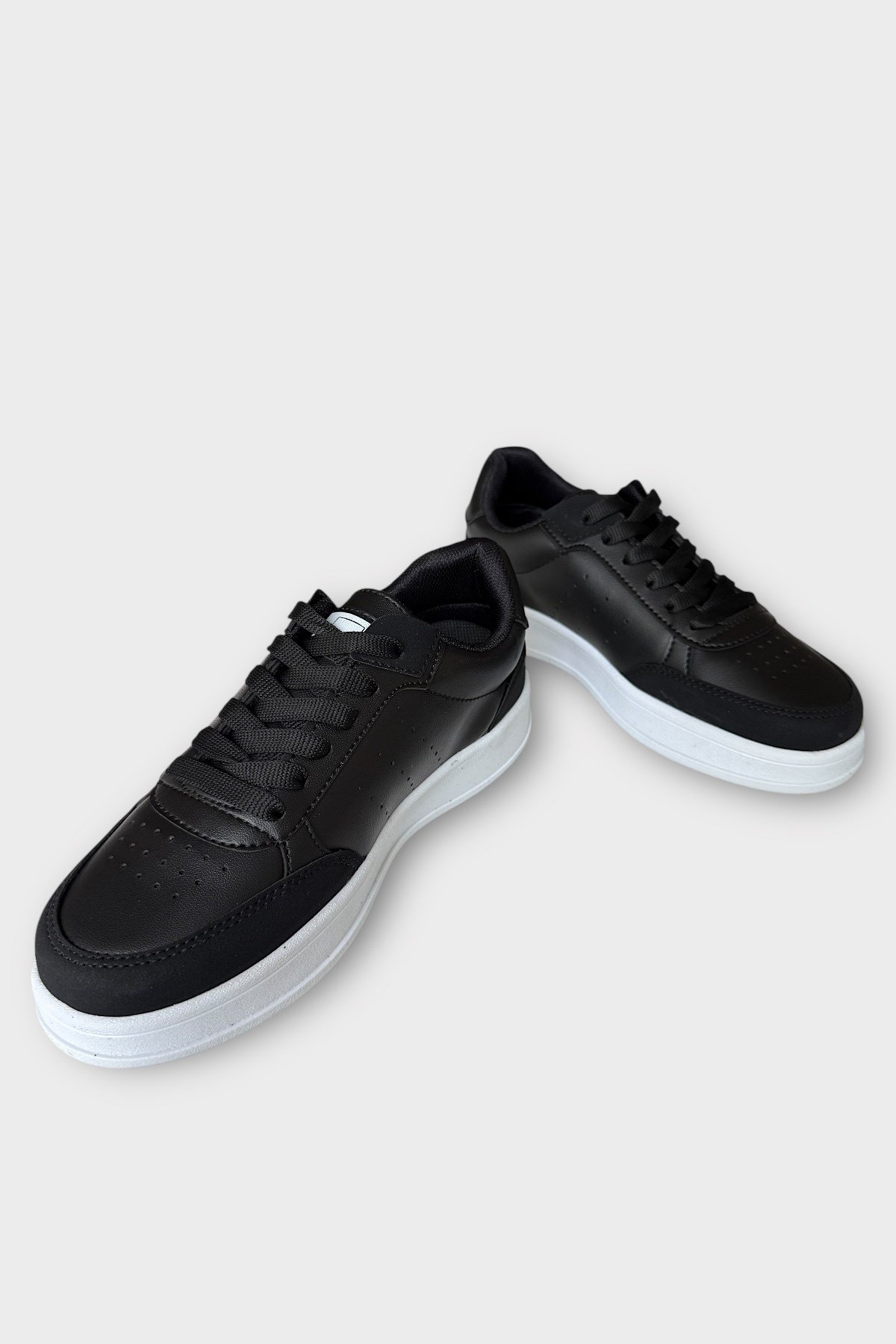 Unisex Düz Hafif Taban Sneaker Ayakkabı SİYAH BEYAZ