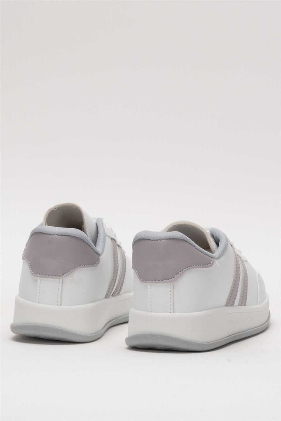 Unisex Düz Hafif Taban Sneaker Ayakkabı BEYAZ - GRİ