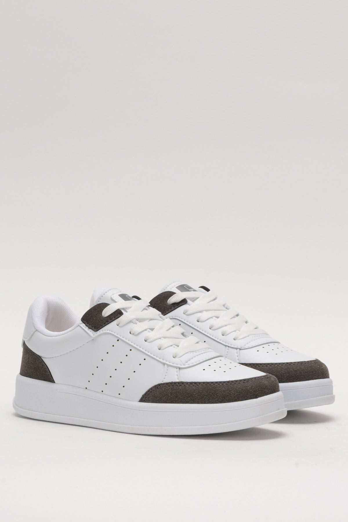 Unisex Düz Hafif Taban Sneaker Ayakkabı BEYAZ - FÜME