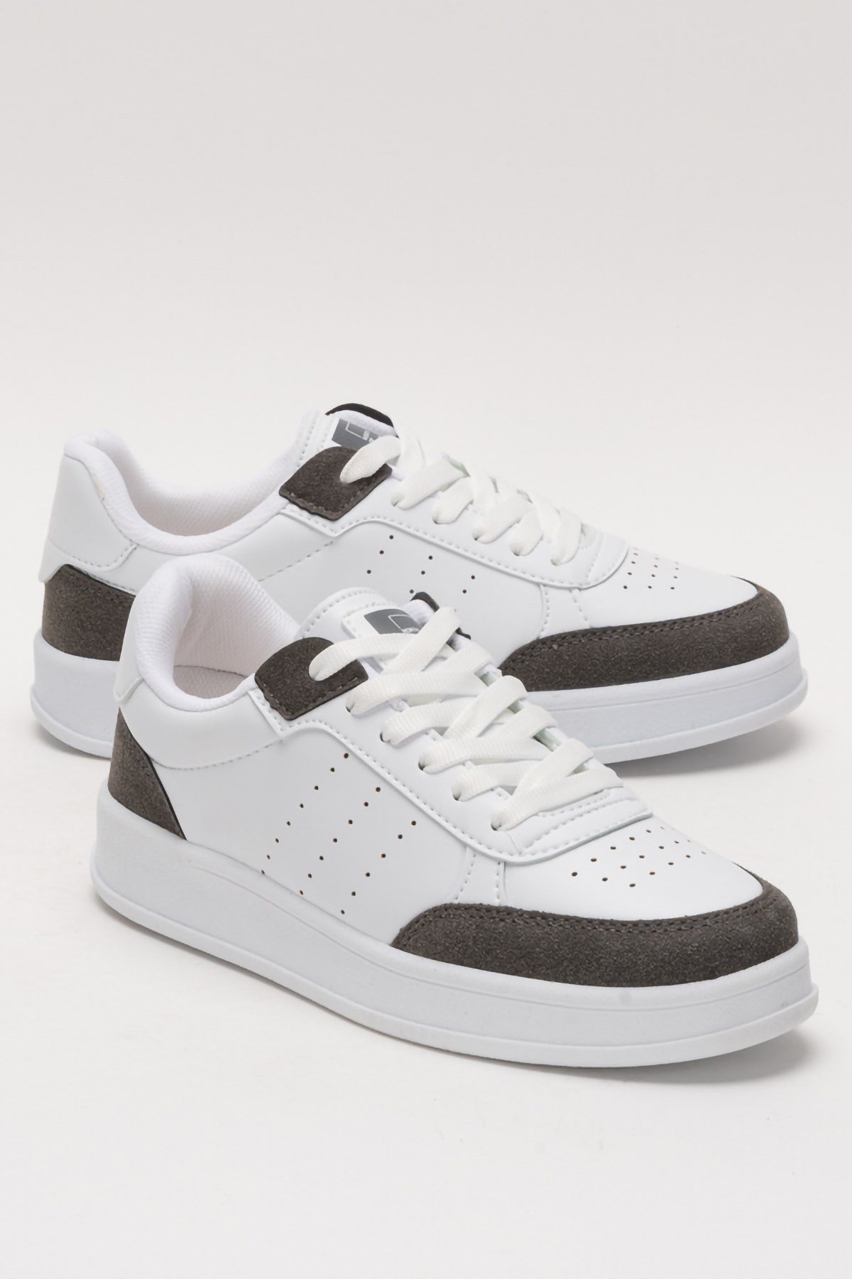 Unisex Düz Hafif Taban Sneaker Ayakkabı BEYAZ - FÜME