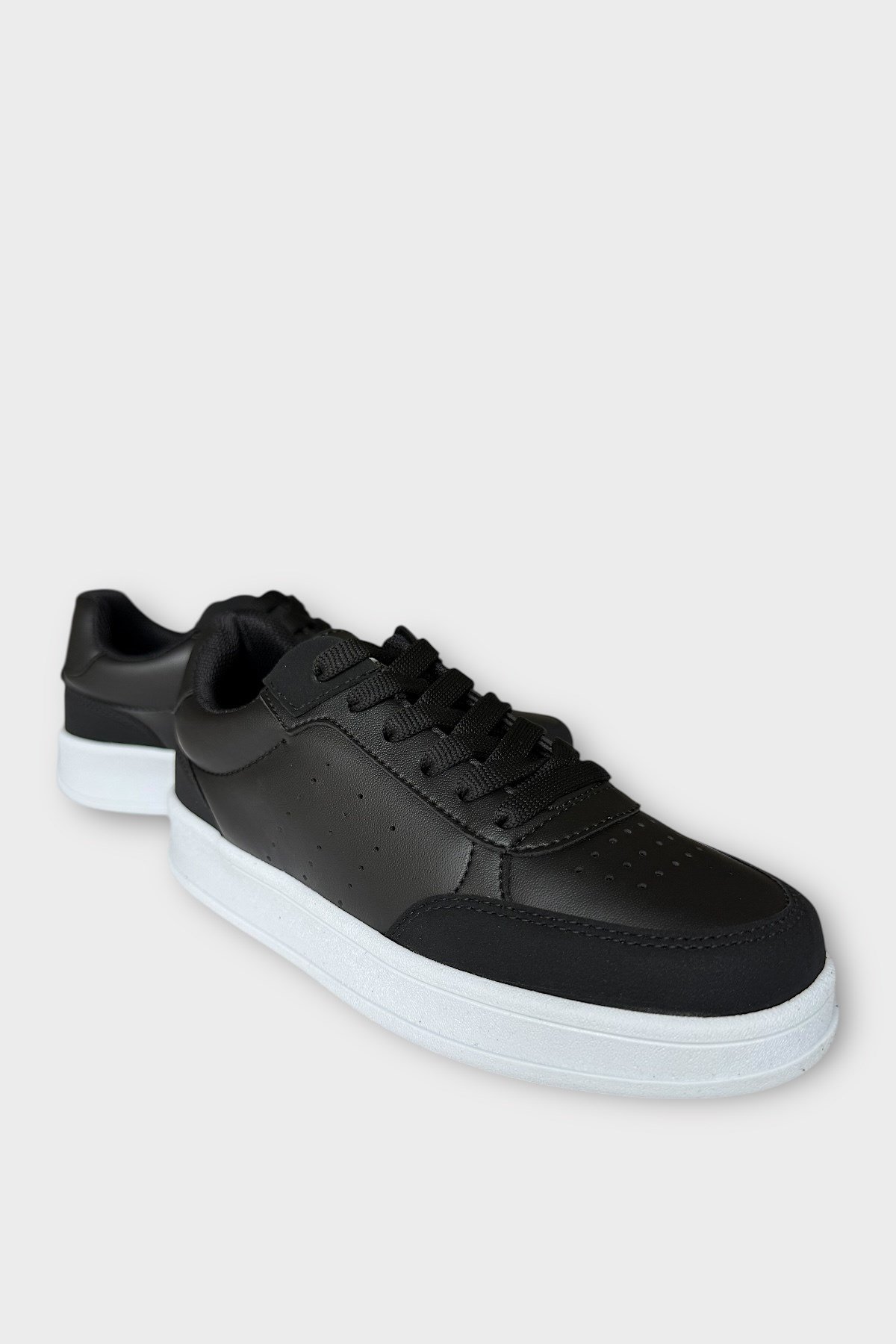 Unisex Düz Hafif Taban Sneaker Ayakkabı SİYAH BEYAZ