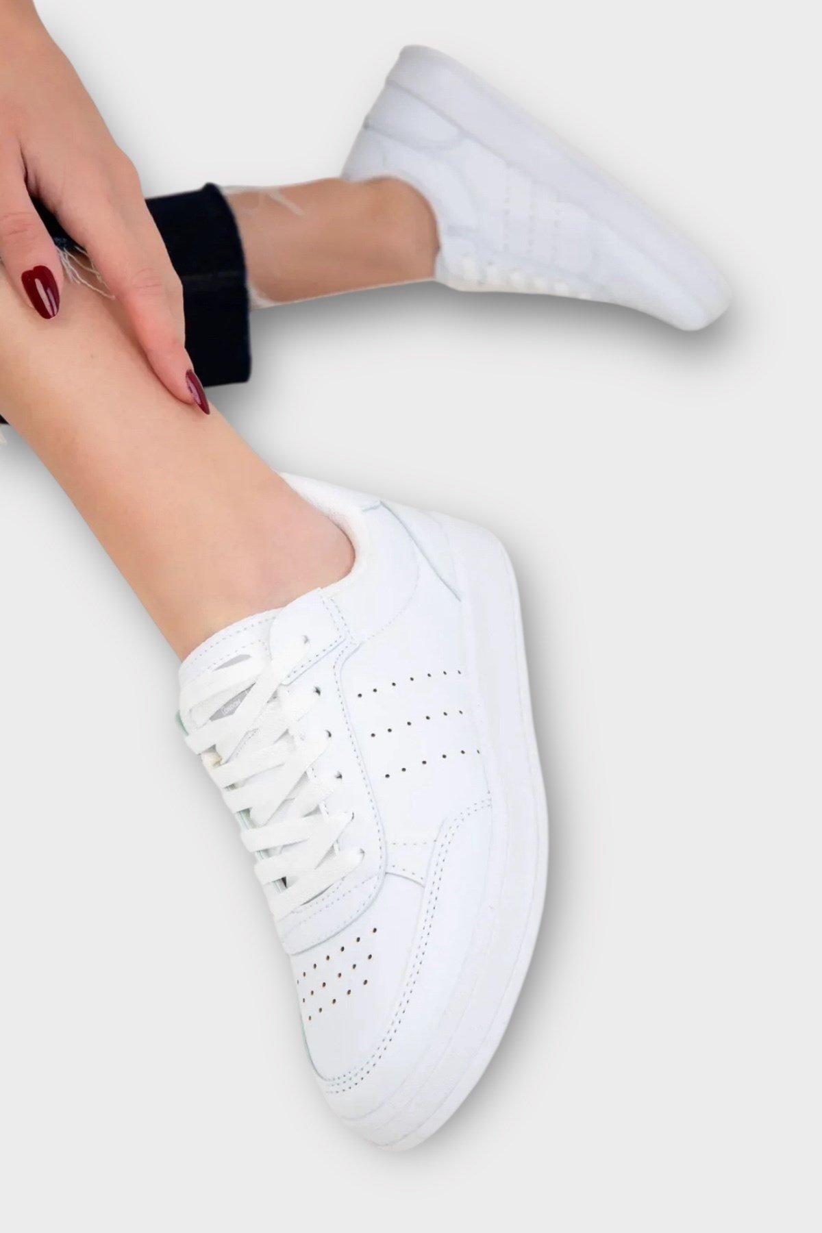 Unisex Düz Hafif Taban Sneaker Ayakkabı BEYAZ