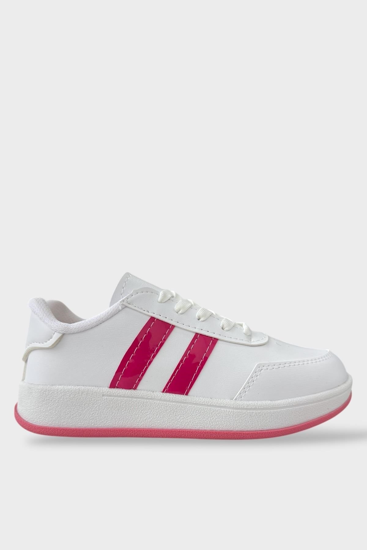 Unisex Düz Hafif Taban Sneaker Ayakkabı BEYAZ - FUŞYA