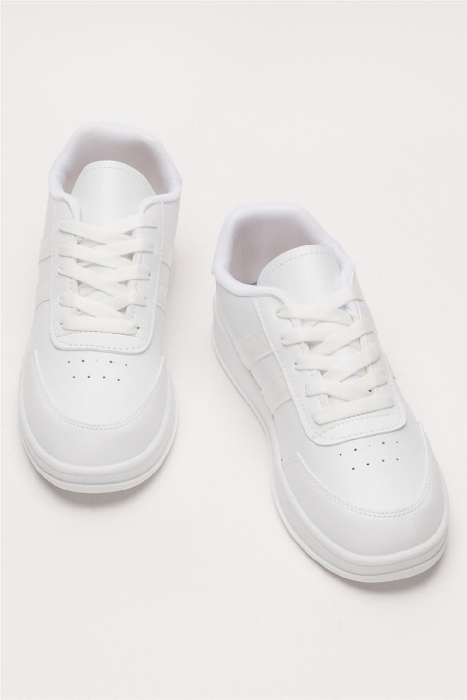 Unisex Düz Hafif Taban Sneaker Ayakkabı BEYAZ