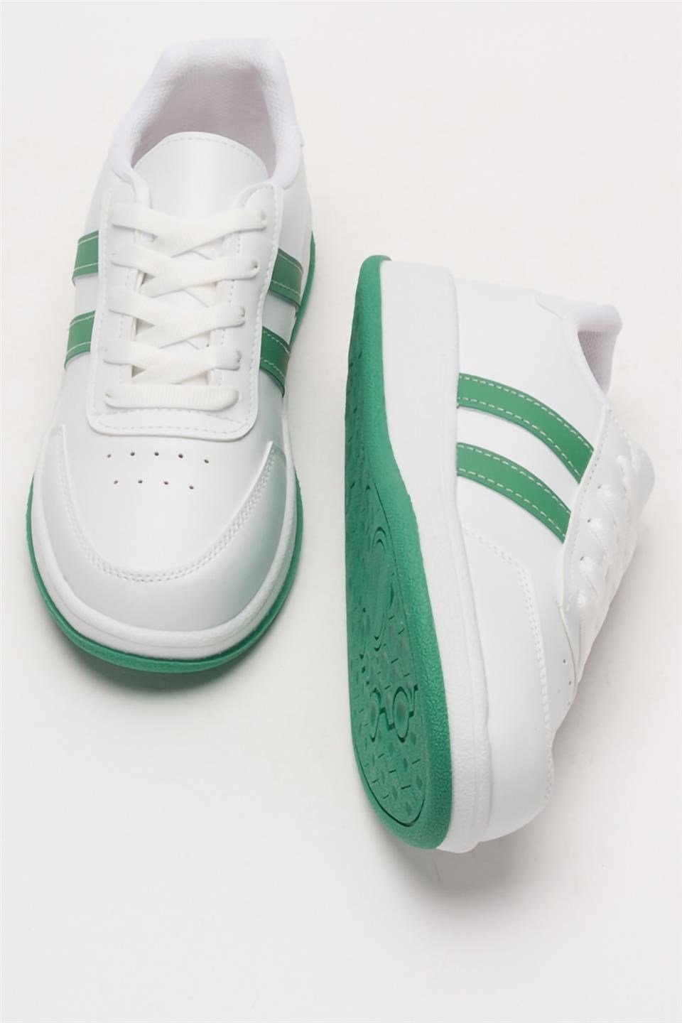 Unisex Düz Hafif Taban Sneaker Ayakkabı BEYAZ - YEŞİL