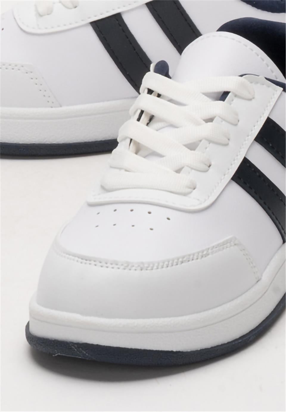 Unisex Düz Hafif Taban Sneaker Ayakkabı BEYAZ - LACİVERT