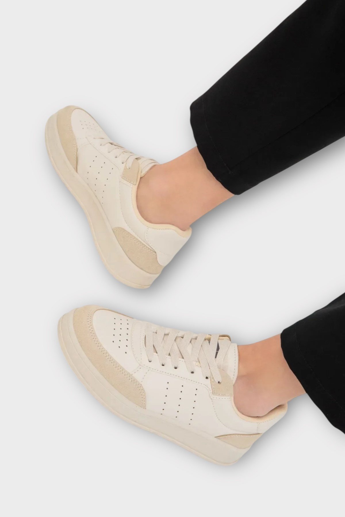Unisex Düz Hafif Taban Sneaker Ayakkabı BEJ